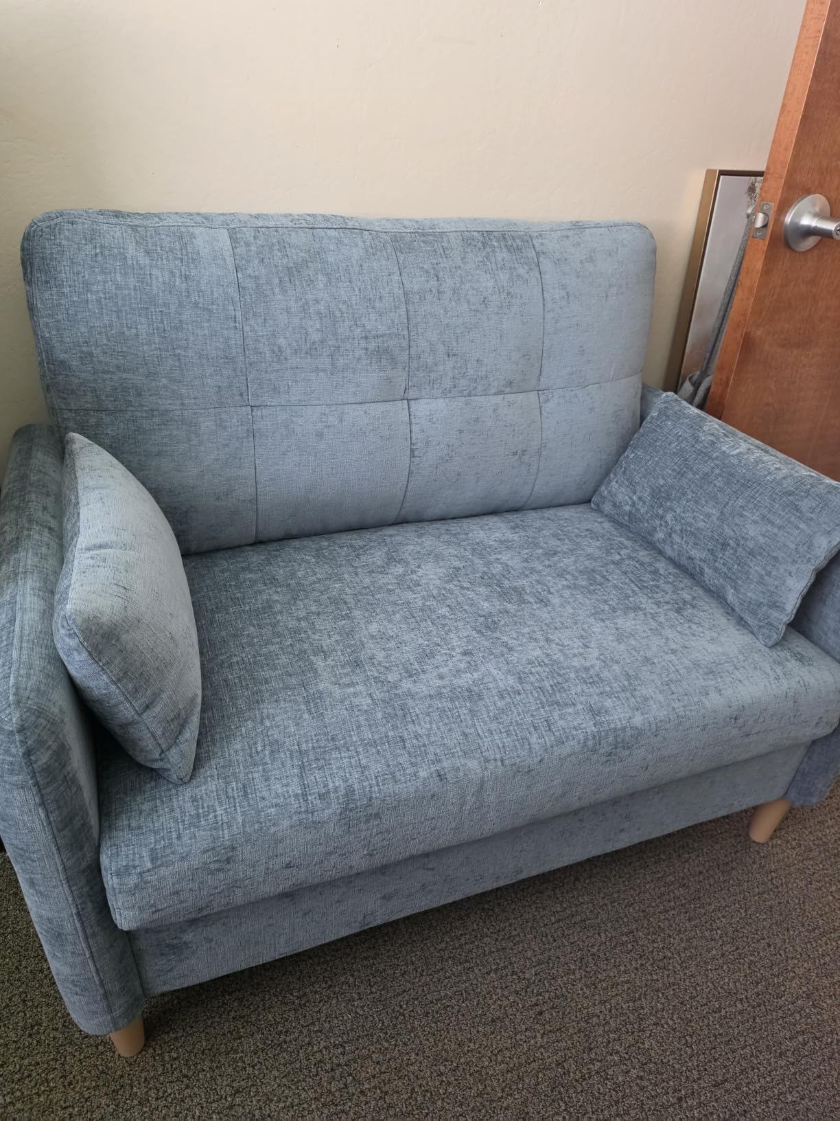 Hanherry Loveseat Sofa, 47” Small Couch for Living Room, Comfy Chenille Fabric Love Seat for Bedroom with Throw Pillow,Removable Cushion Cover,Couches for Small Space,Apartment,Dorm customer photo 2