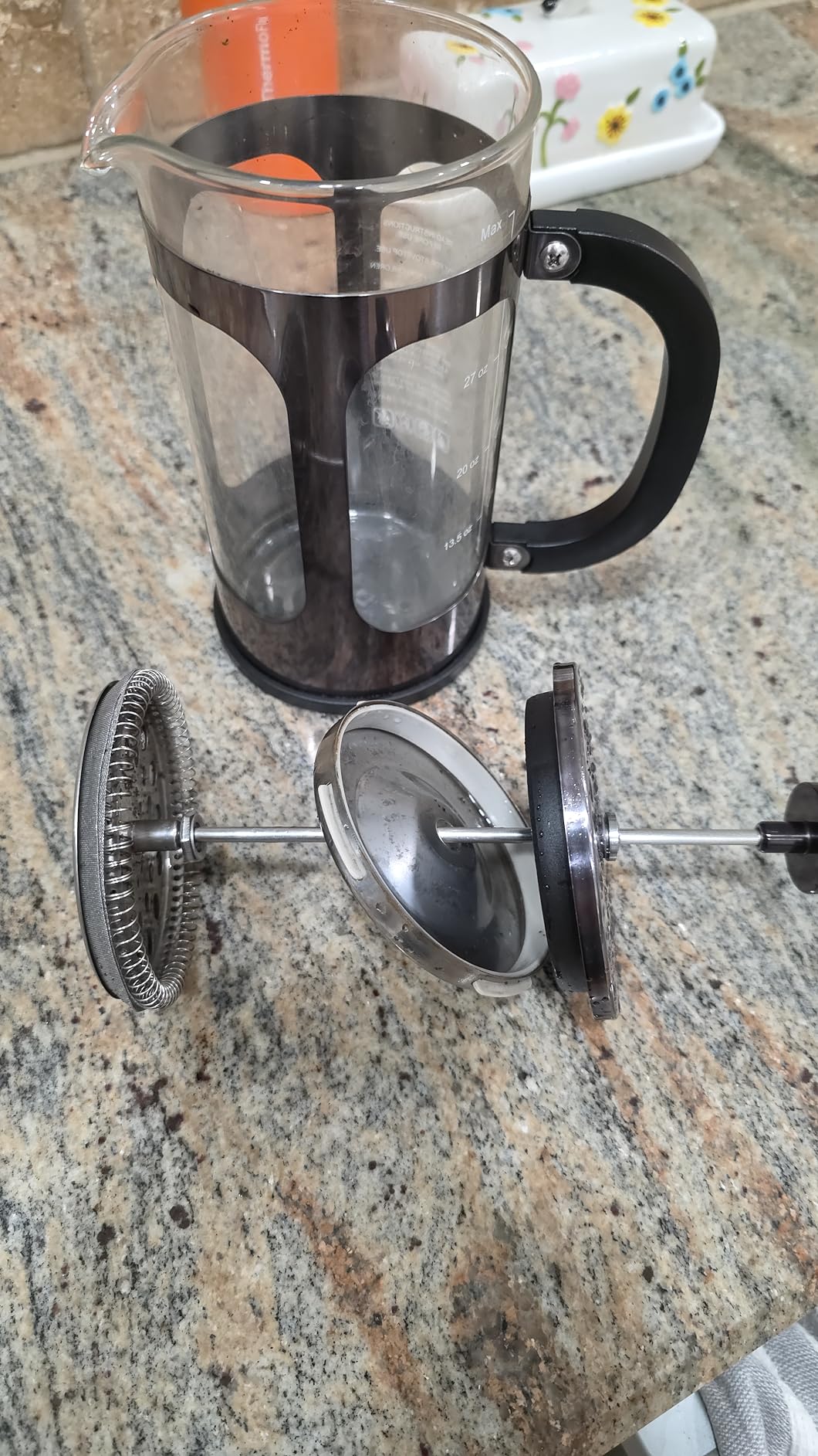 Veken French Press Coffee Maker, No Plastic Touching Cafe, 34oz 1L Cafetera | Thickened Glass Stainless Steel Brewer, Cold Brew Pot for Kitchen, Travel, Camping, Tea, Gifts, Dark Pewter customer photo 1