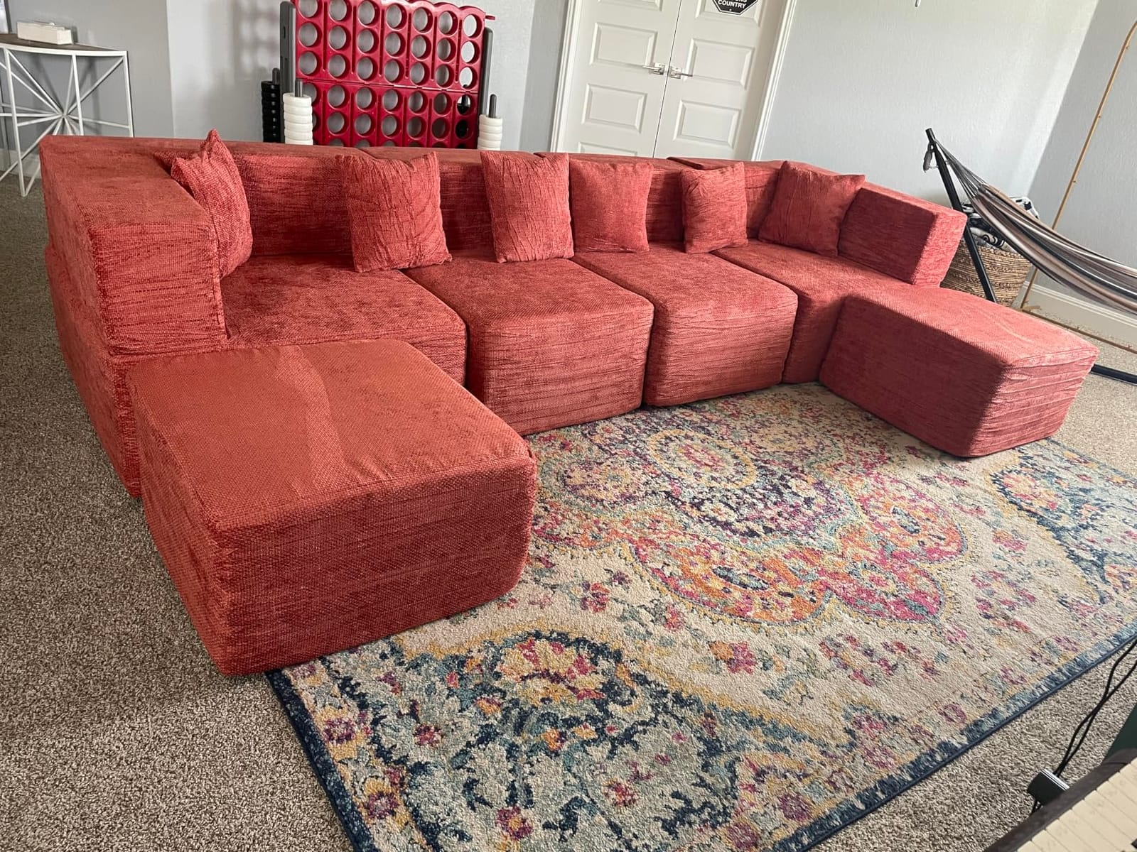 MONVANE Modular Sectional Cloud Couch for Living Room - 130'' 6 Seater Convertible Chenille Couches Set with Ottoman, No Assembly Compression Sofas, Comfy Floor Sofa with Memory Foam, Grey customer photo 1
