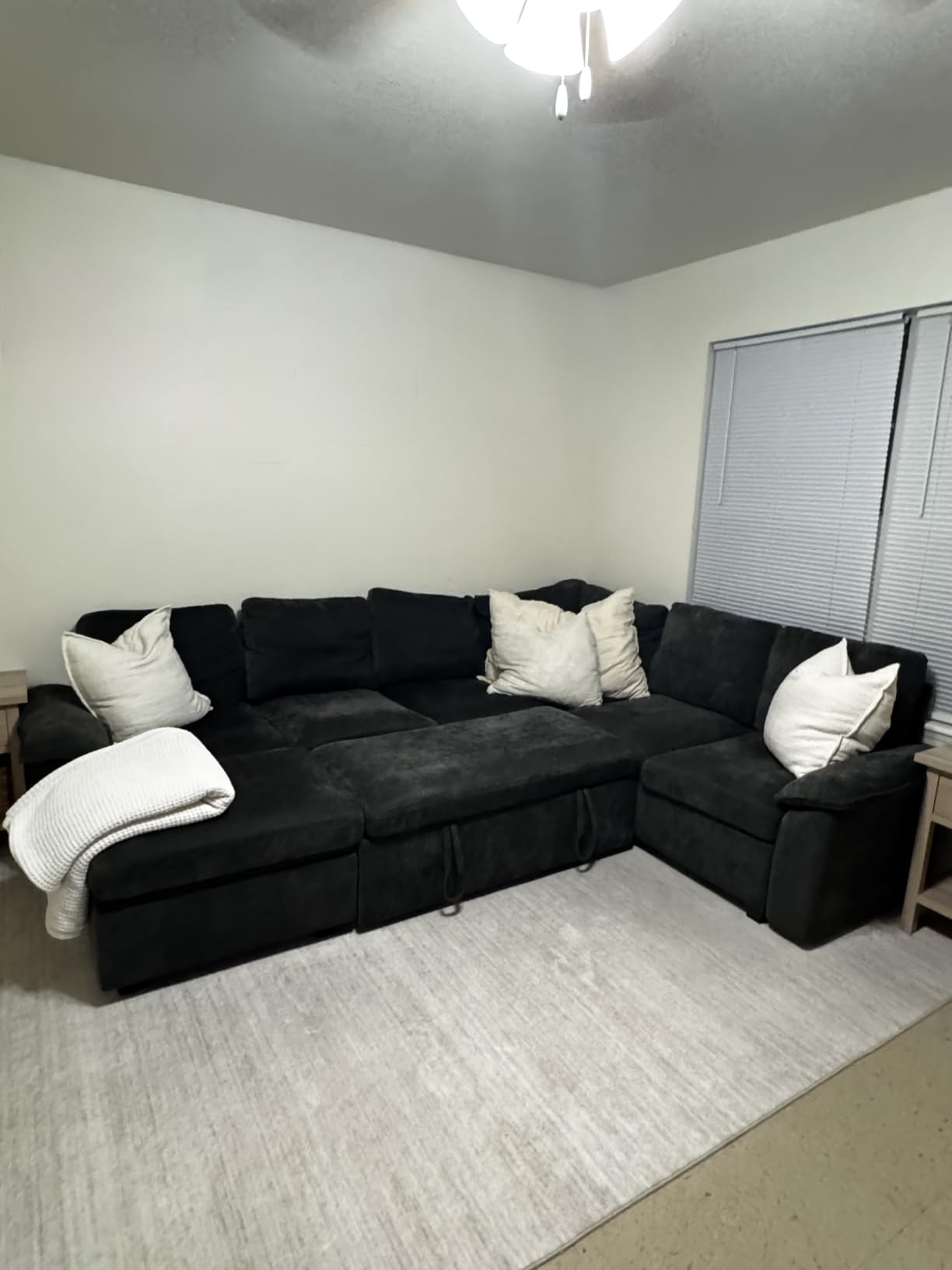 108'' Modular Sectional Sofa with Pull Out Bed, Sleeper Sofa, Dark Gray customer photo 1