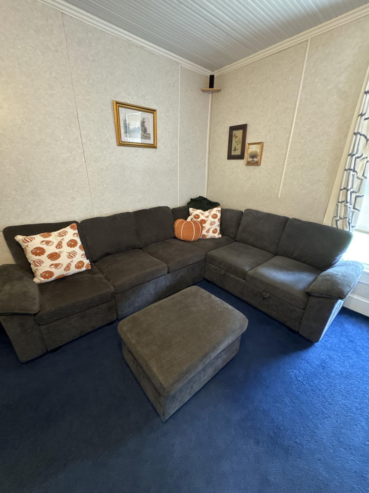108'' Modular Sectional Sofa with Pull Out Bed, Sleeper Sofa, Dark Gray customer photo 2
