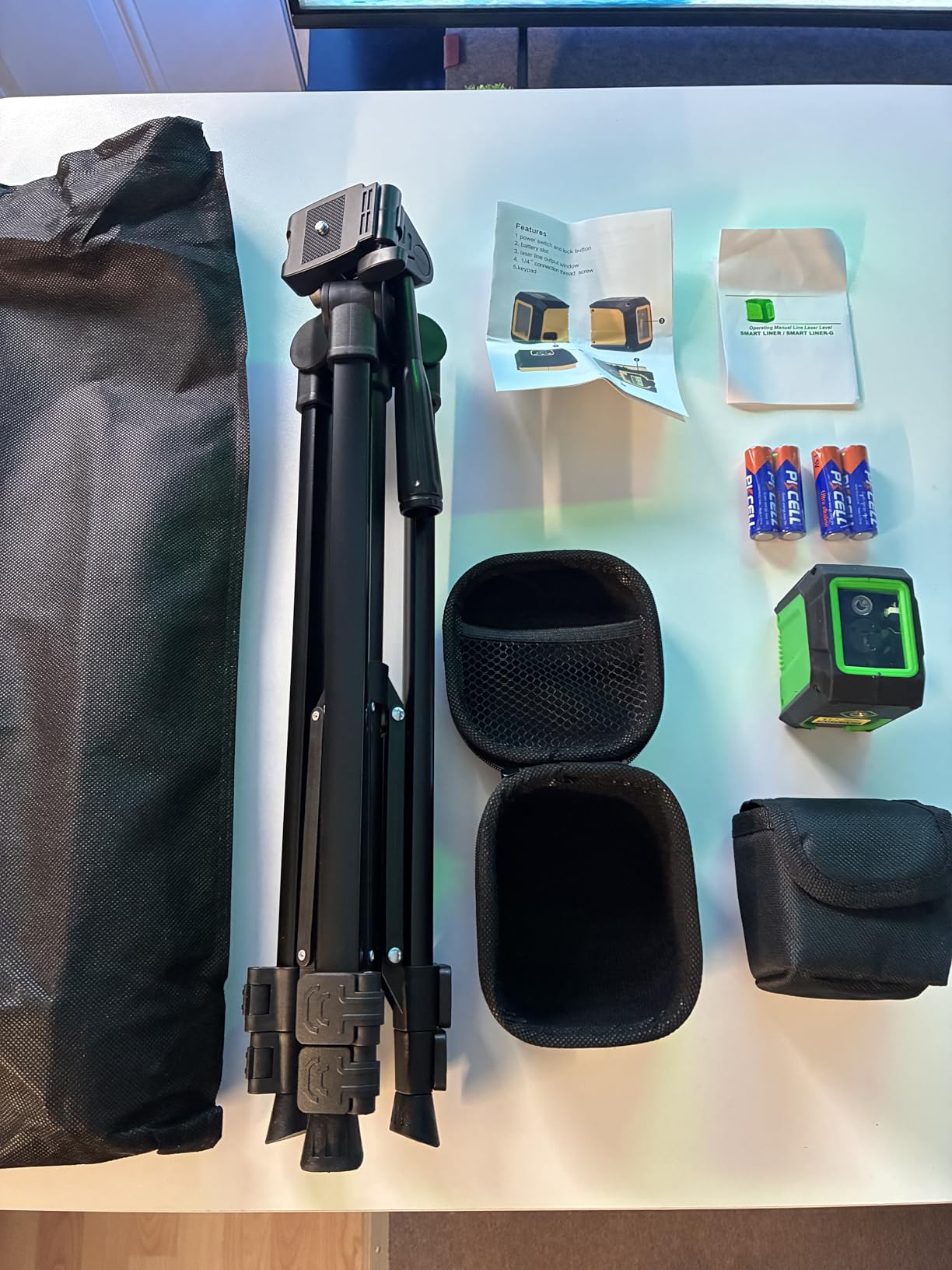 Laser Level with 50” Tripod, 360° Self Leveling Cross Line Laser Level, Green Beam Horizontal and Vertical Line leveler Tool for Hanging Pictures, Home Renovation with 4 AA Batteries & Carry Pouch customer photo 2