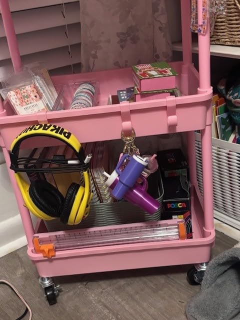 SUNALLY 3 Tier Rolling Cart with Drawer, Craft Storage Cart Organizer, Black | Bathroom Storage Organizer with 2 Lockable Wheels, Rolling Utility Cart for Kitchen, Office, Baby, Makeup, Nail, Snack, Laundry customer photo 1