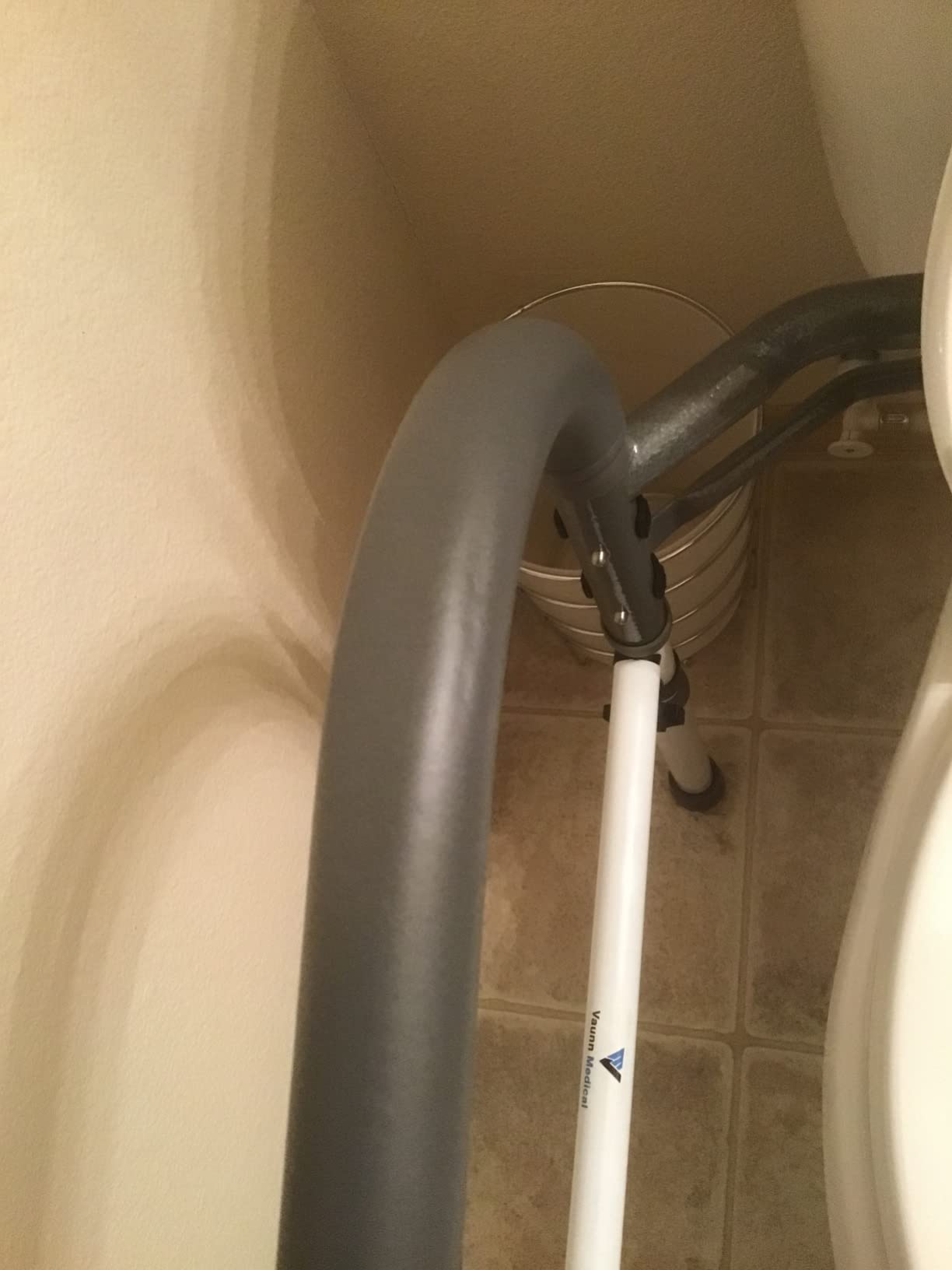 Vaunn Medical Adjustable Toilet Safety Rail for Seniors, Foldable Toilet Safety Frame for Elderly Adults, Bathroom Grab Bar Handle, Toilet Handle for Elderly & Disabled, Free-Standing (Gray) customer photo 1
