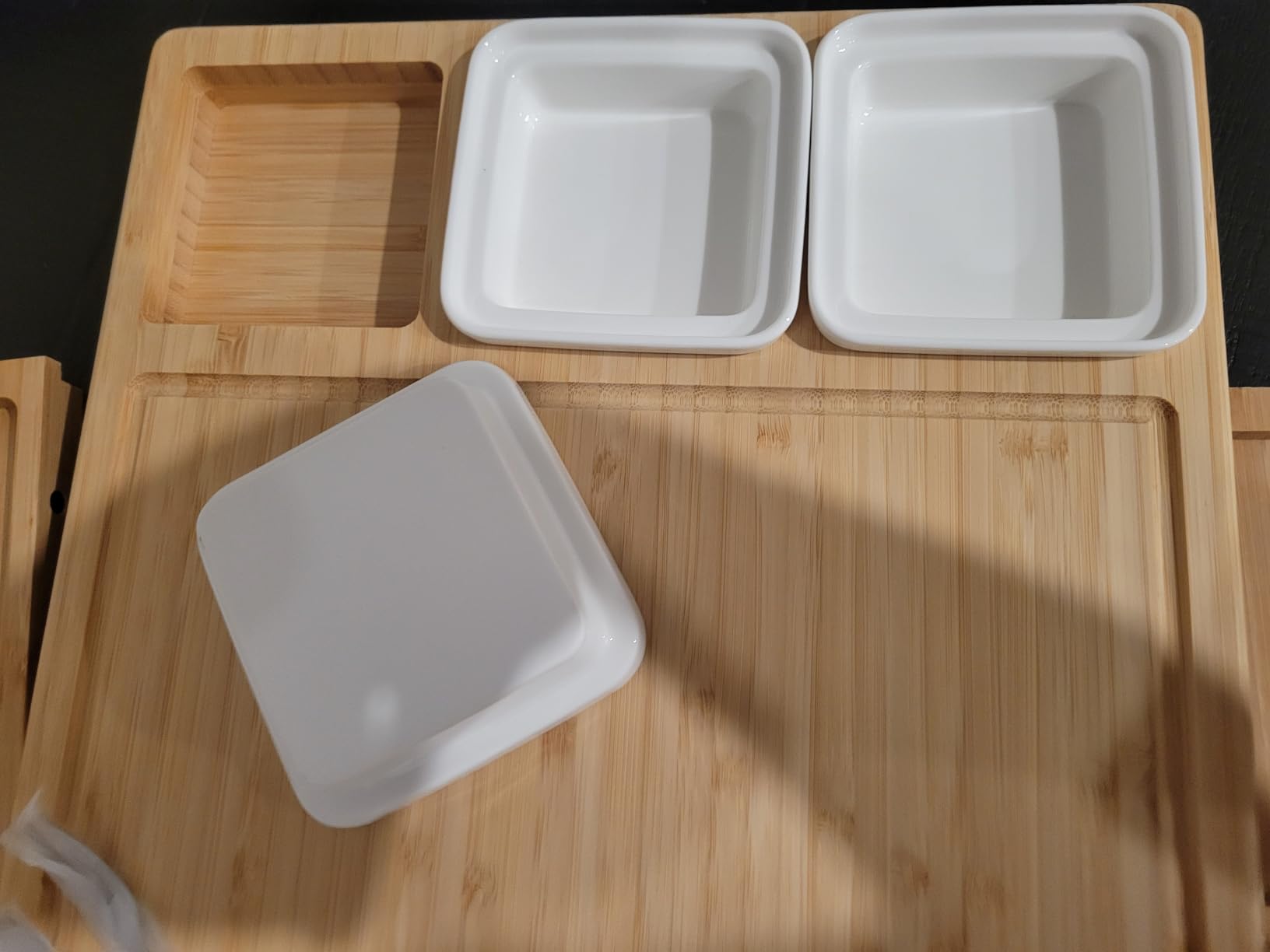 Large Bamboo Charcuterie Board, Double Pull-Out Trays Set, 15.8x12.6-Inch Cheese Board with Dual Pull-Out Drawers customer photo 1
