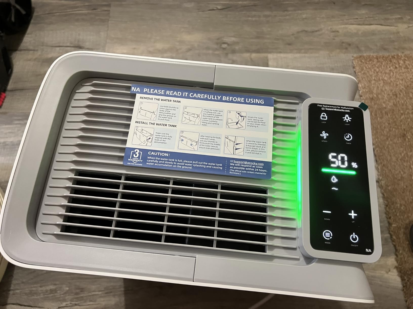 AEOCKY 50 Pint/Day, 3500Sq.Ft Ultra-Quiet 40dB Dehumidifier with Drain Hose customer photo 1