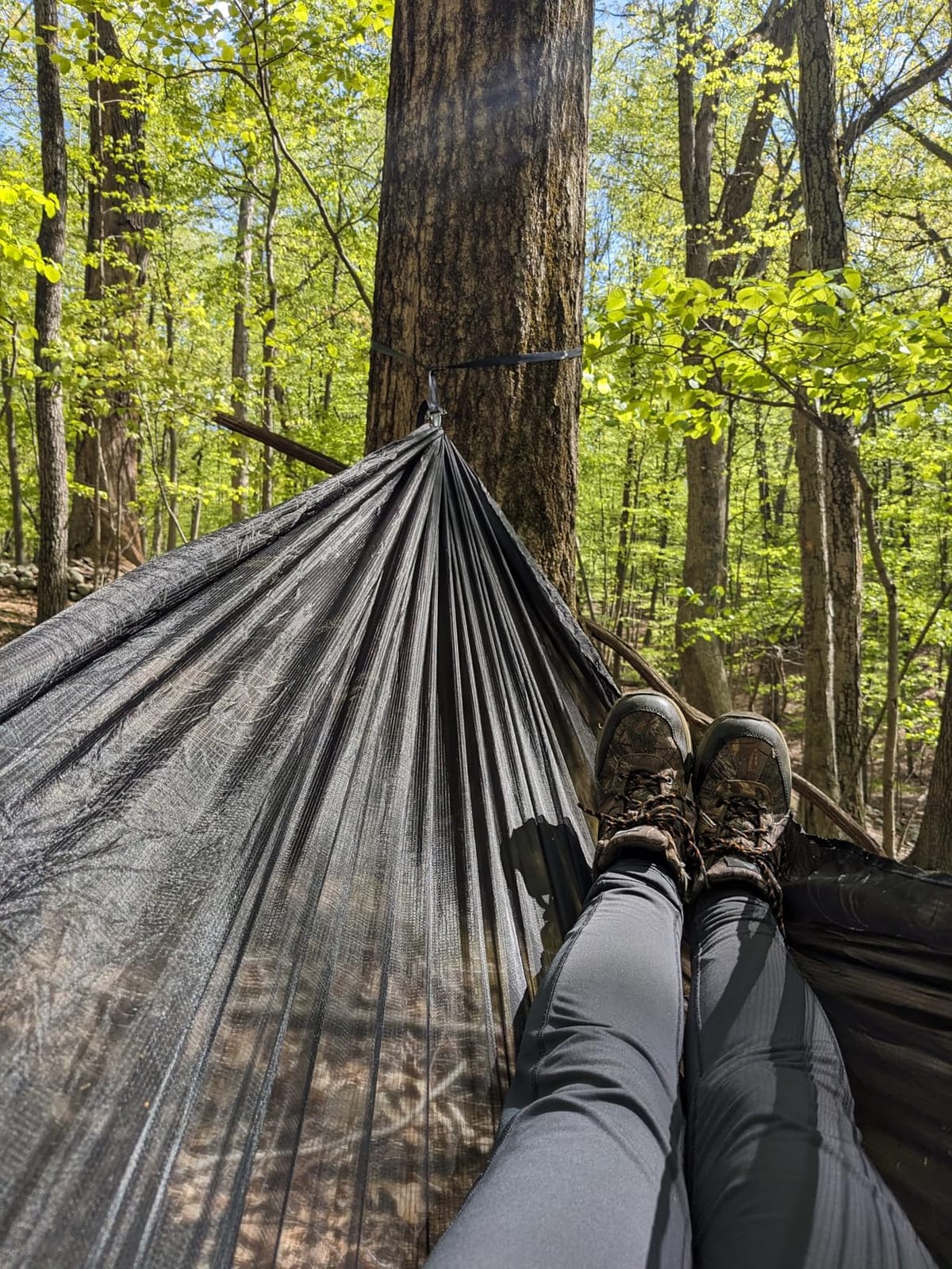 Night Cat Ultralight Pocket Hammock: Durable Tree Hammock Tear-Resistant HMPE Ripstop High Strength Fabric Only 0.66lb Max Load 330lbs Portable for Solo Hiking Backpacking customer photo 2