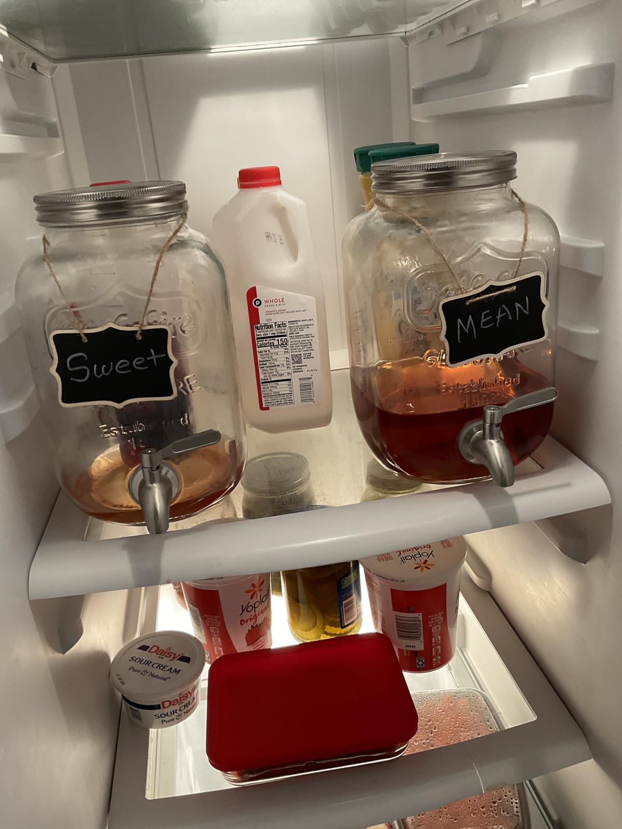 KIKCOIN 1 Gallon Glass Drink Dispensers for Parties, 2 Pack Leakproof Beverage Dispenser with Stand & 18/10 Stainless Steel Spigot & Filter - for Lemonade, Juice, Sun Tea, Punch - ALL DISHWASHER SAFE customer photo 2