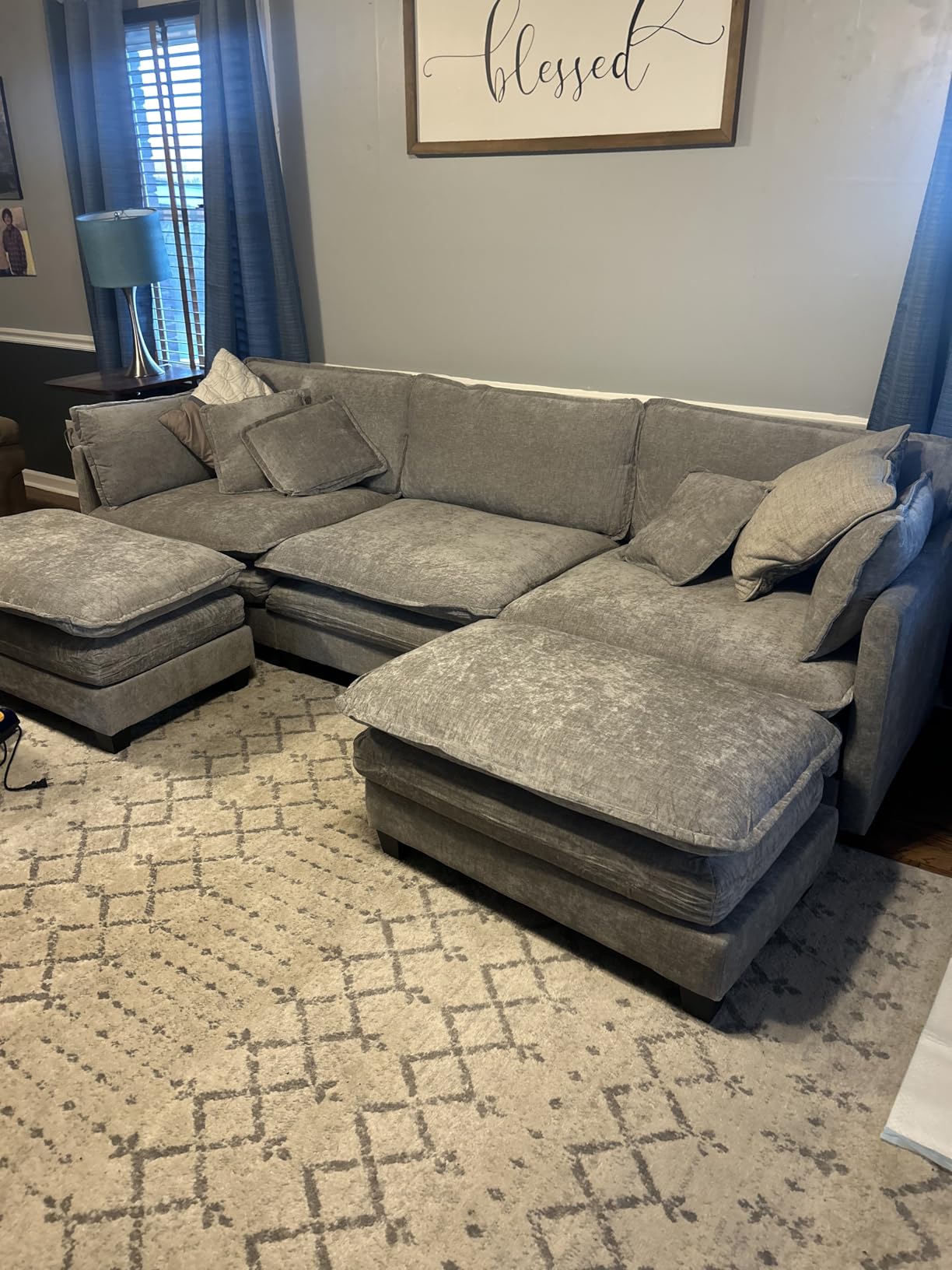 Hanherry Modular Sectional Sofa,Cloud Couch for Living Room,Modern Deep Seat Sofa Chenille Fabric Comfy Couches with Throw Pillows & Movable Ottoman for Apartment customer photo 2