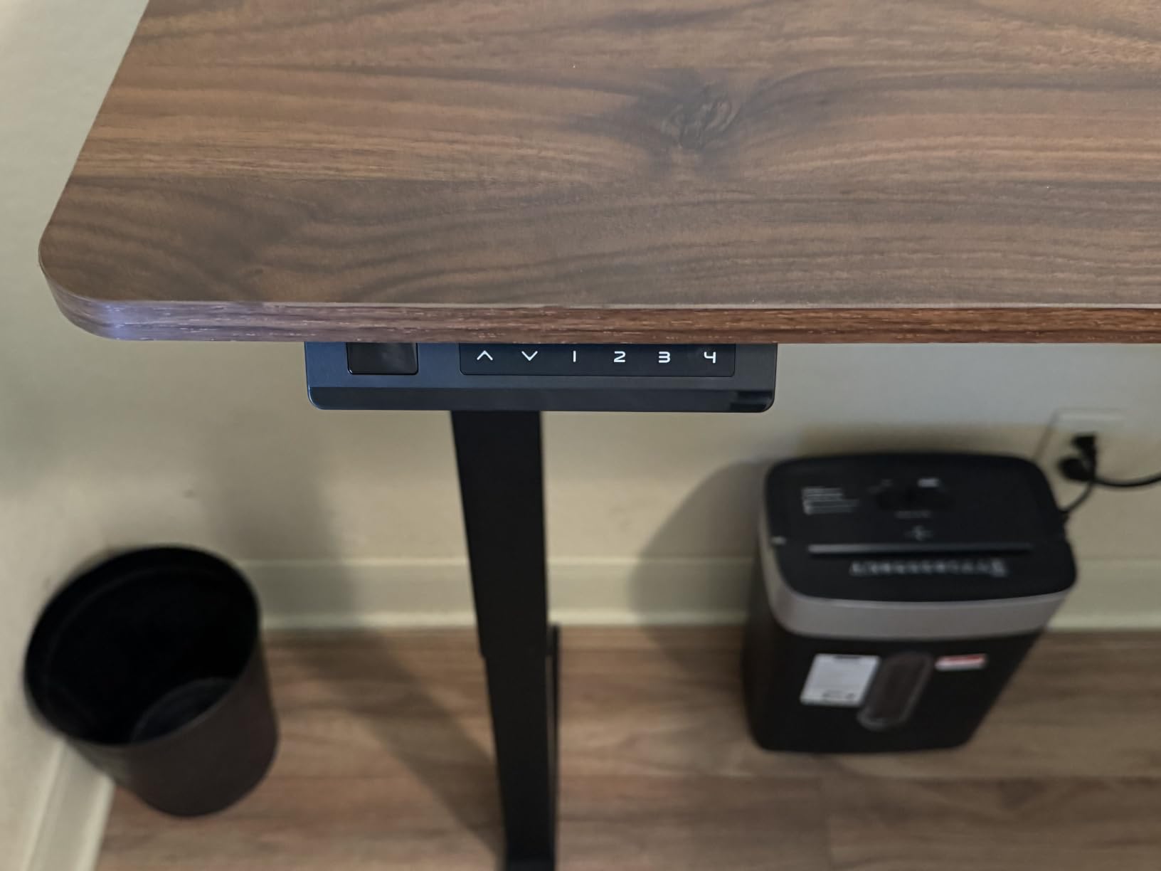 Cubiker Reversible L Shaped Standing Desk - 63 x 55 Inch Electric Adjustable Height Corner Standing Desk, Ergonomic Sit Stand Up Table with 3 Memory Buttons, Splice Board for Home Office, Black Walnut customer photo 2