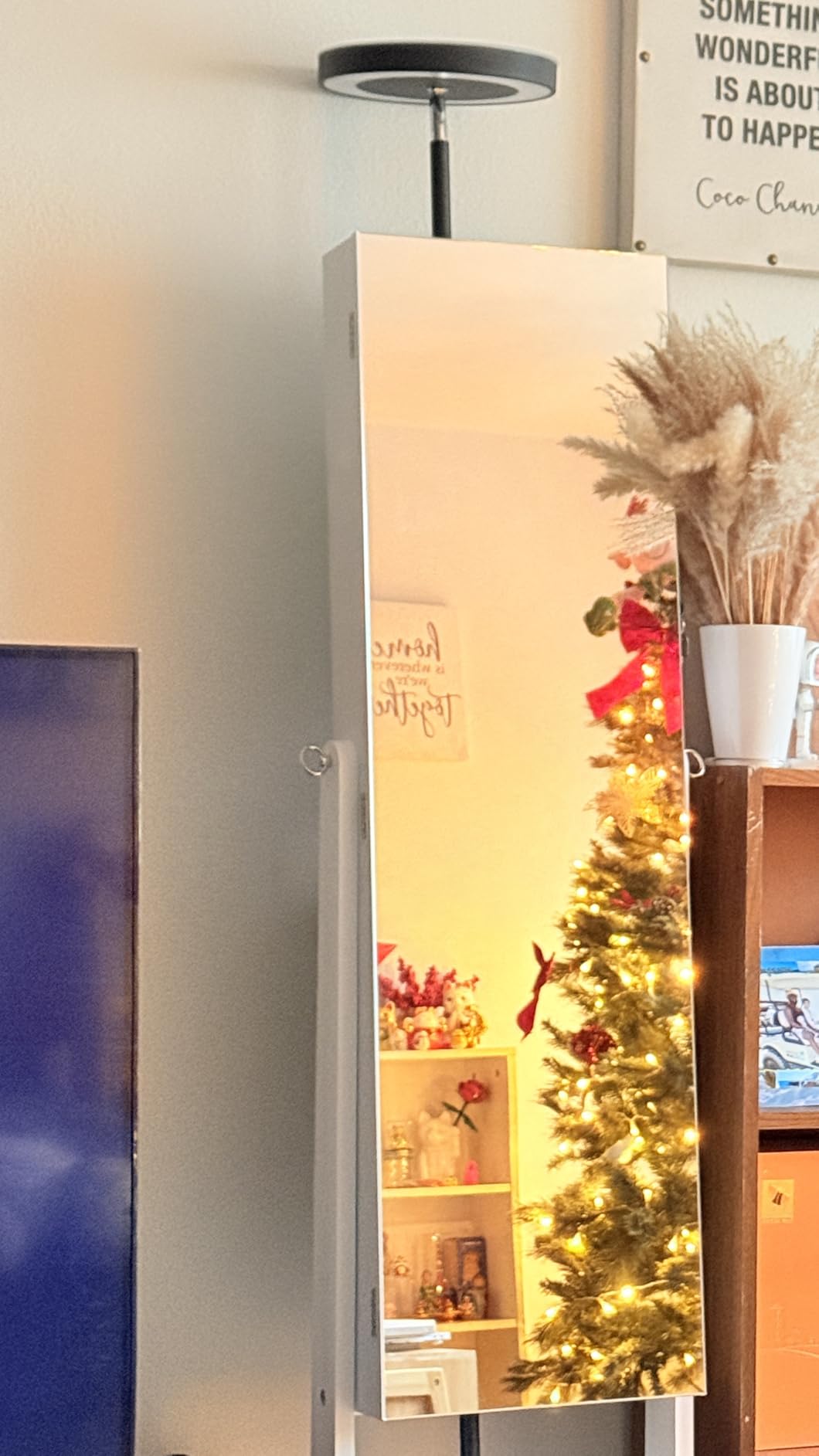 Nicetree Freestanding Jewelry Cabinet, Full Length Mirror, Moon White customer photo 2