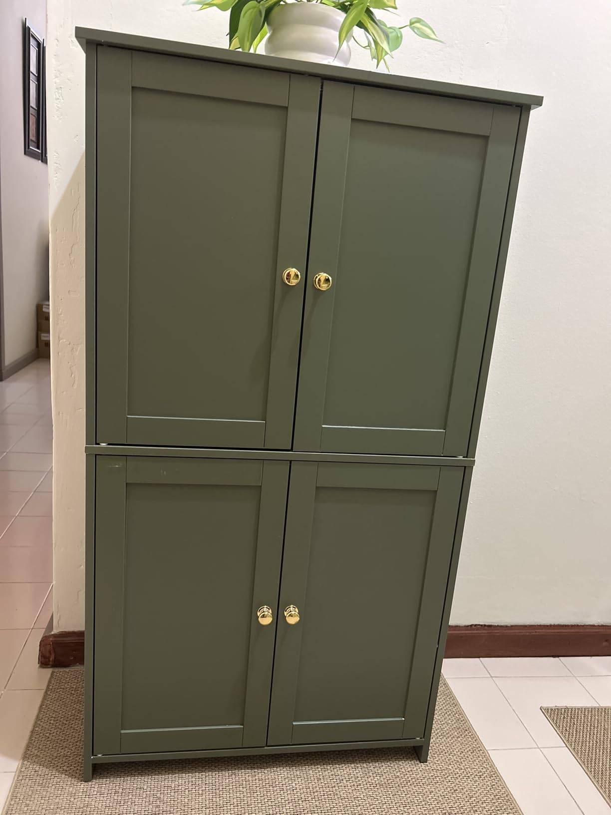 VASAGLE Floor Storage Cabinet, 2 Adjustable Shelves, 4 Doors, 42.7