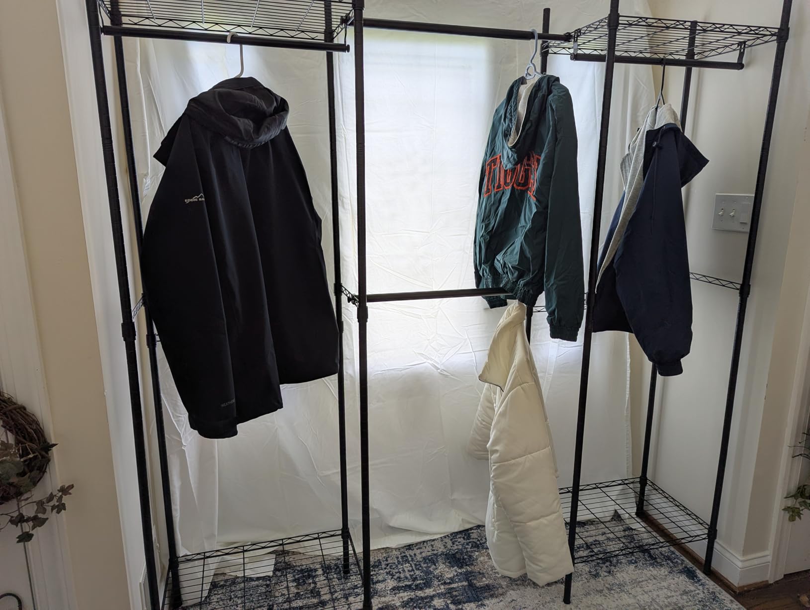 SINGAYE Heavy Duty Portable Closet Metal Clothes Racks Wardrobe with Shelf | Armoire Garment Rack Coat Rack with Adjustable Shelves Organizer and Storage for Hanging Freestanding Clothes Clothing Black customer photo 1