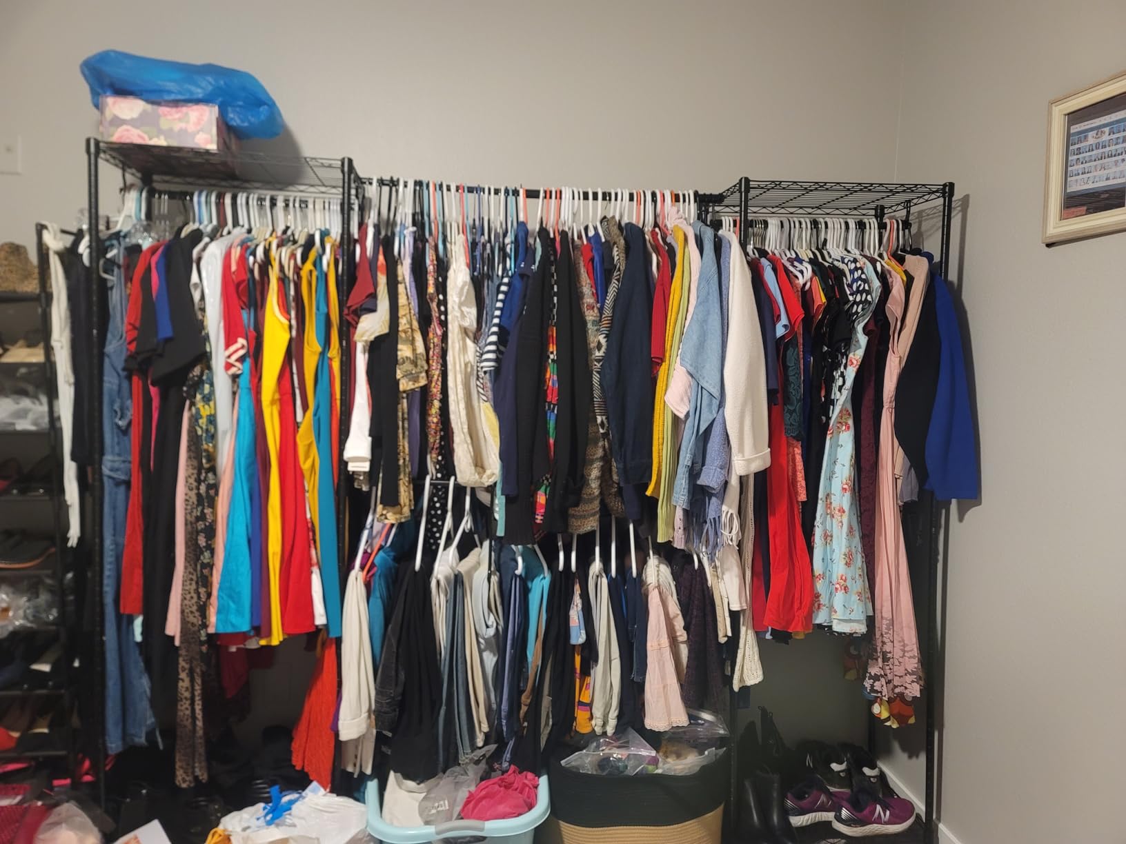 SINGAYE Heavy Duty Portable Closet Metal Clothes Racks Wardrobe with Shelf | Armoire Garment Rack Coat Rack with Adjustable Shelves Organizer and Storage for Hanging Freestanding Clothes Clothing Black customer photo 2
