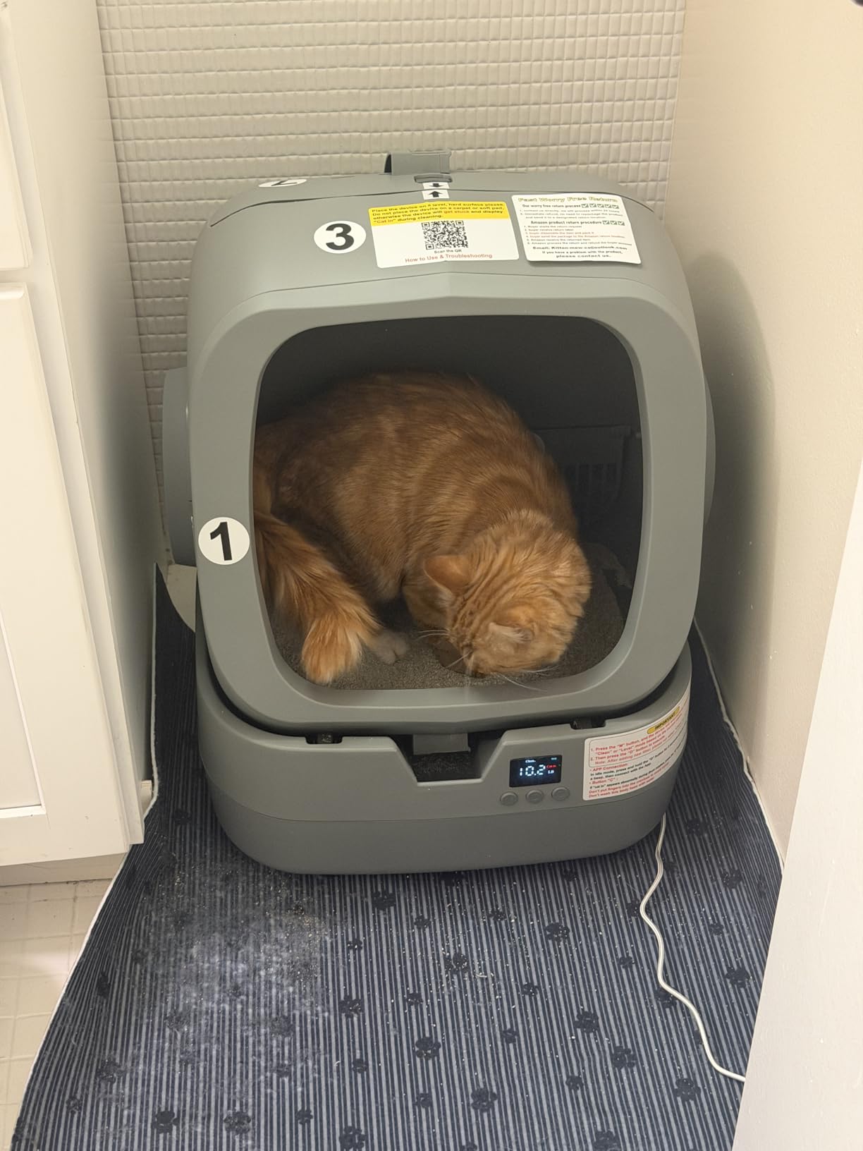 UPFAS Automatic Cat Litter Box Self Cleaning - APP Control - Weight Monitoring - Ultra-Quiet, Medium Cats and Kittens Litter Box, Safe Anti-Pinch [Assembly Required] - Grey customer photo 2