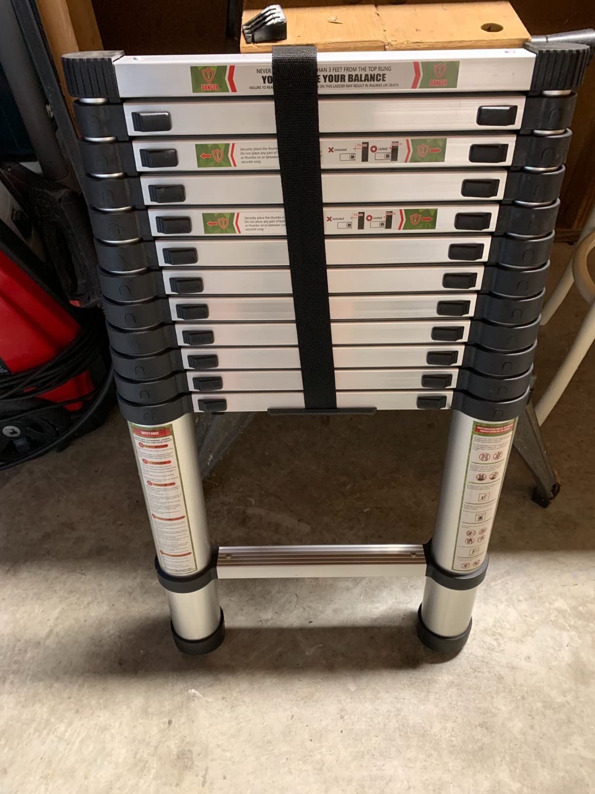 RIKADE Telescoping Ladder 20.3 ft & Attic Ladder, Heavy Duty Aluminum with Non-Slip Feet, 330 lb Capacity for RV, Attic, Loft & Multi-Surface Use, Black customer photo 2