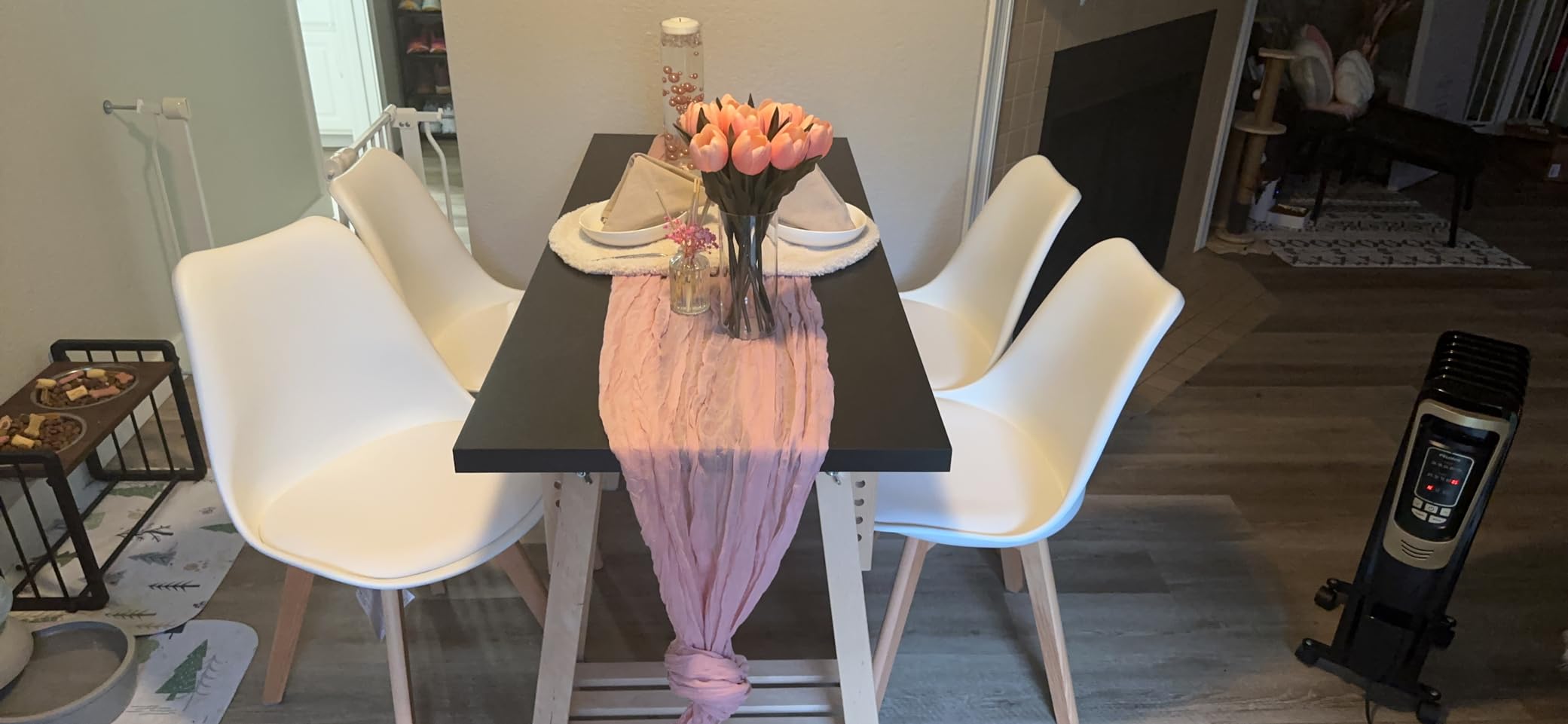 OLIXIS Dining Chairs Set of 2, Mid Century Modern Kitchen Chairs, Black | Faux Leather Cushion Seat, Metal Legs Backrest, Living Room Home Office Bedroom customer photo 1