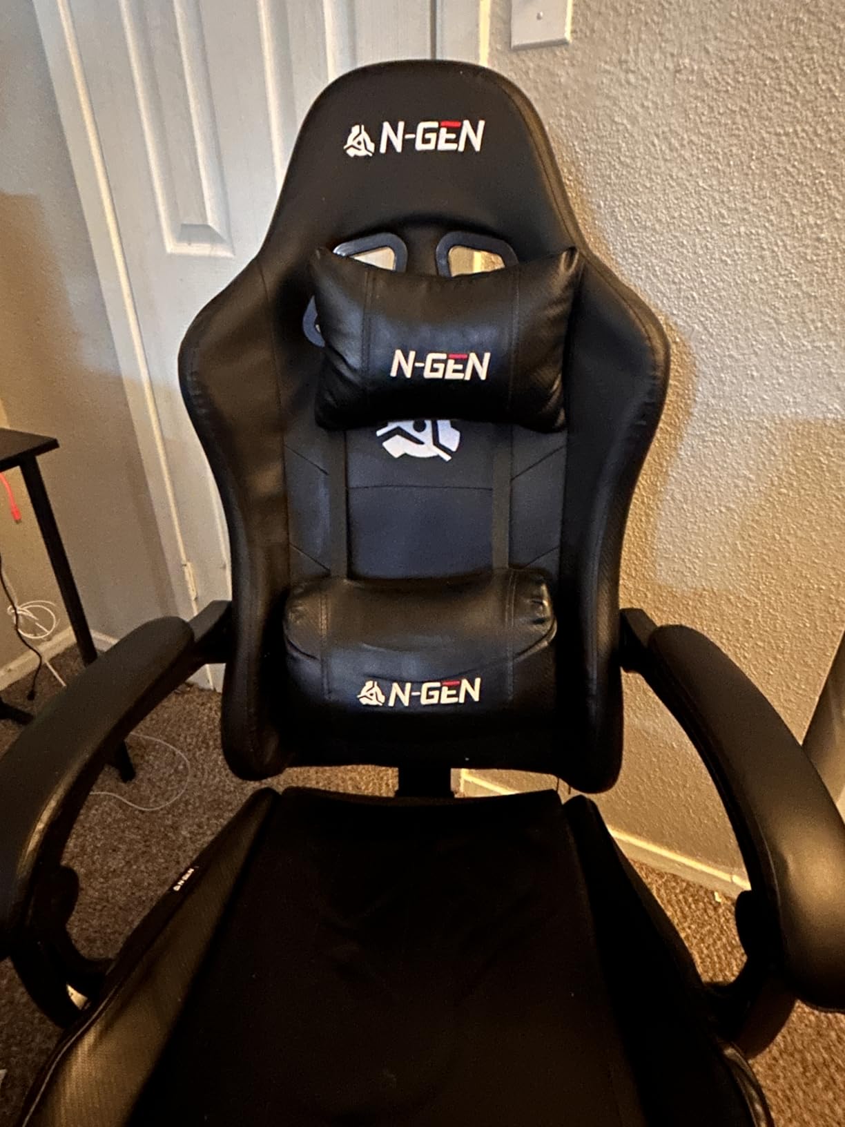 N-GEN GAMING Gaming Chair with Footrest, Lumbar, High-Back, All Black customer photo 2