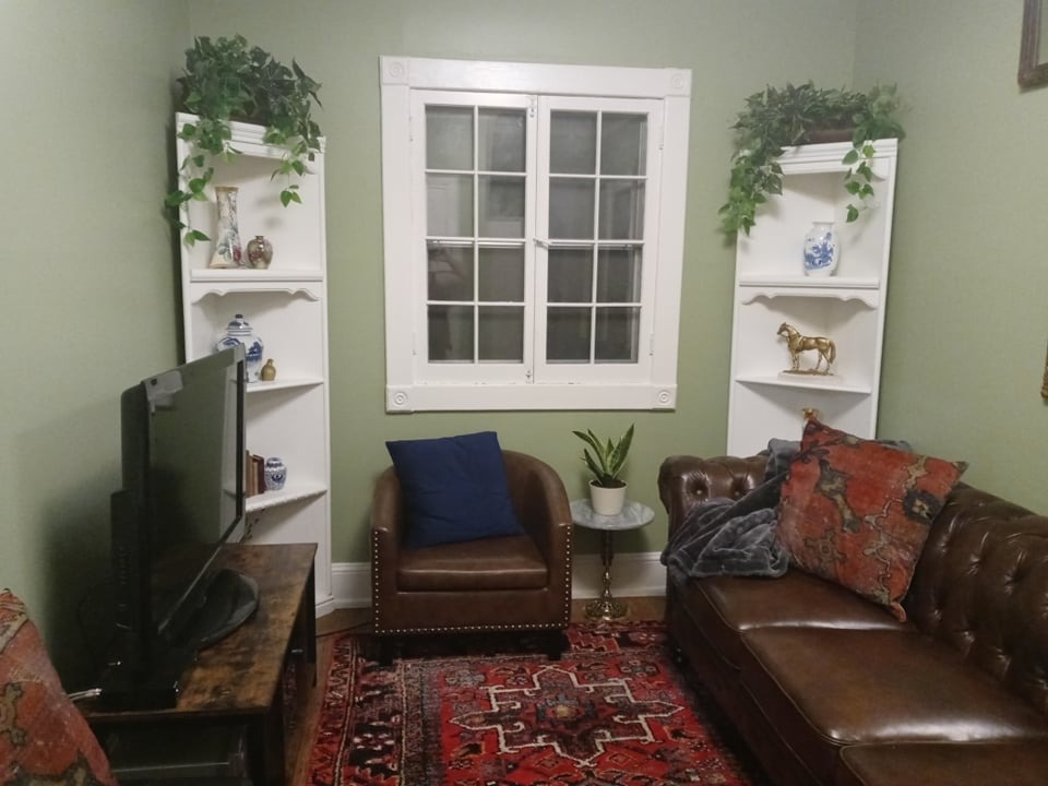 VASAGLE Tall Farmhouse TV Stand, Entertainment Center with Barn Doors, Storage Media Console Table for Living Room, 58.3 x 15.7 x 31.9 Inch, Rustic White and Honey Brown, LIRY Collection ULTV031W101S customer photo 2