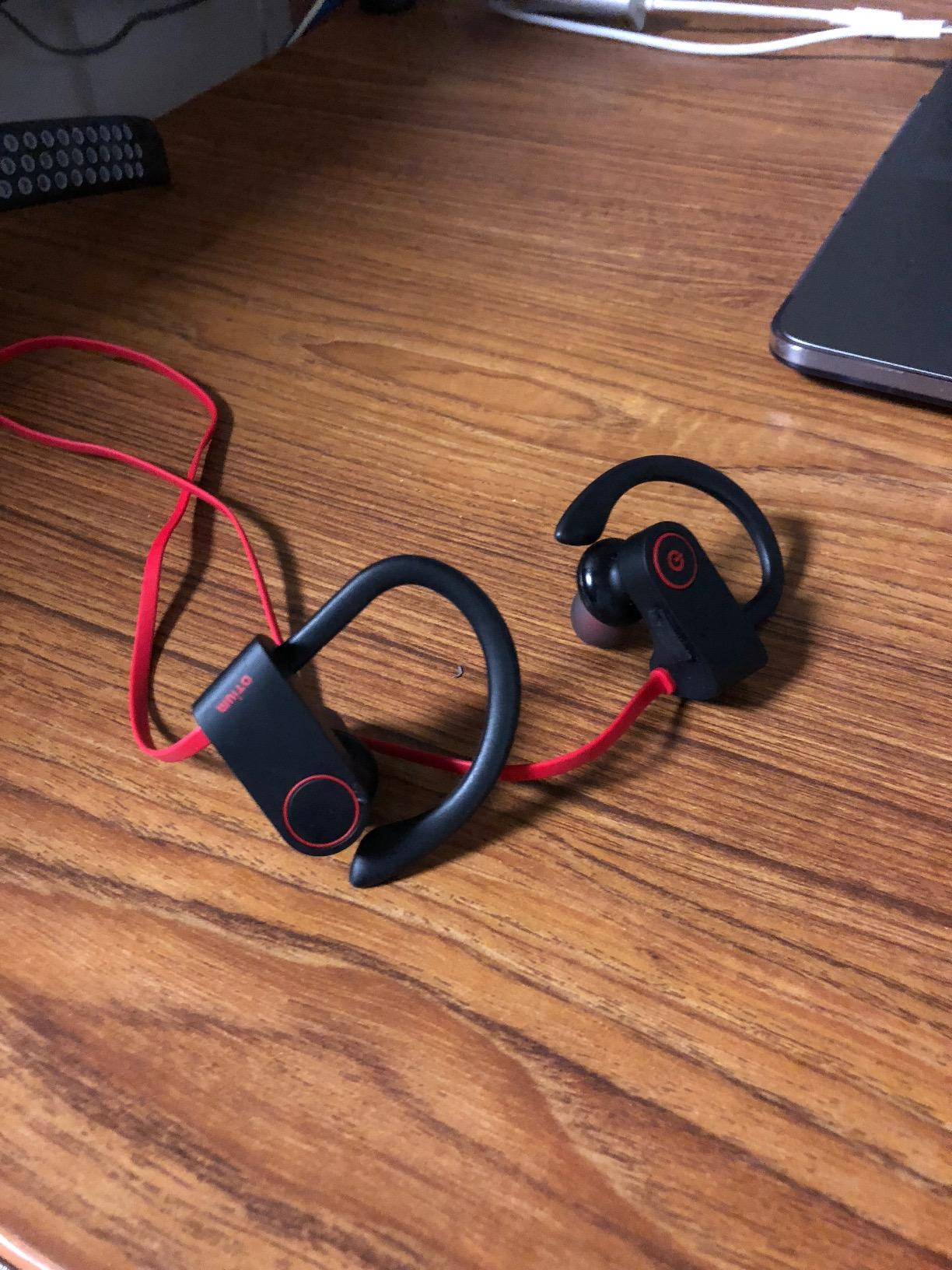 Otium Bluetooth Headphones, Wireless Earbuds IPX7 Waterproof Sports Earphones with Mic HD Stereo Sweatproof in-Ear Earbuds Gym Running Workout 15 Hour Battery Sound Isolation Headsets customer photo 2