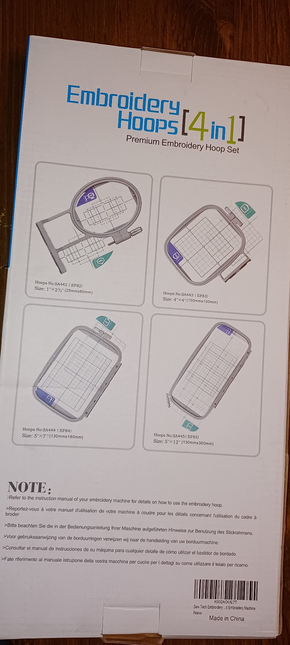 Sew Tech 4pcs Embroidery Hoop for Brother, 1x2.5 4x4 5x7 5x12in Frame Set customer photo 1