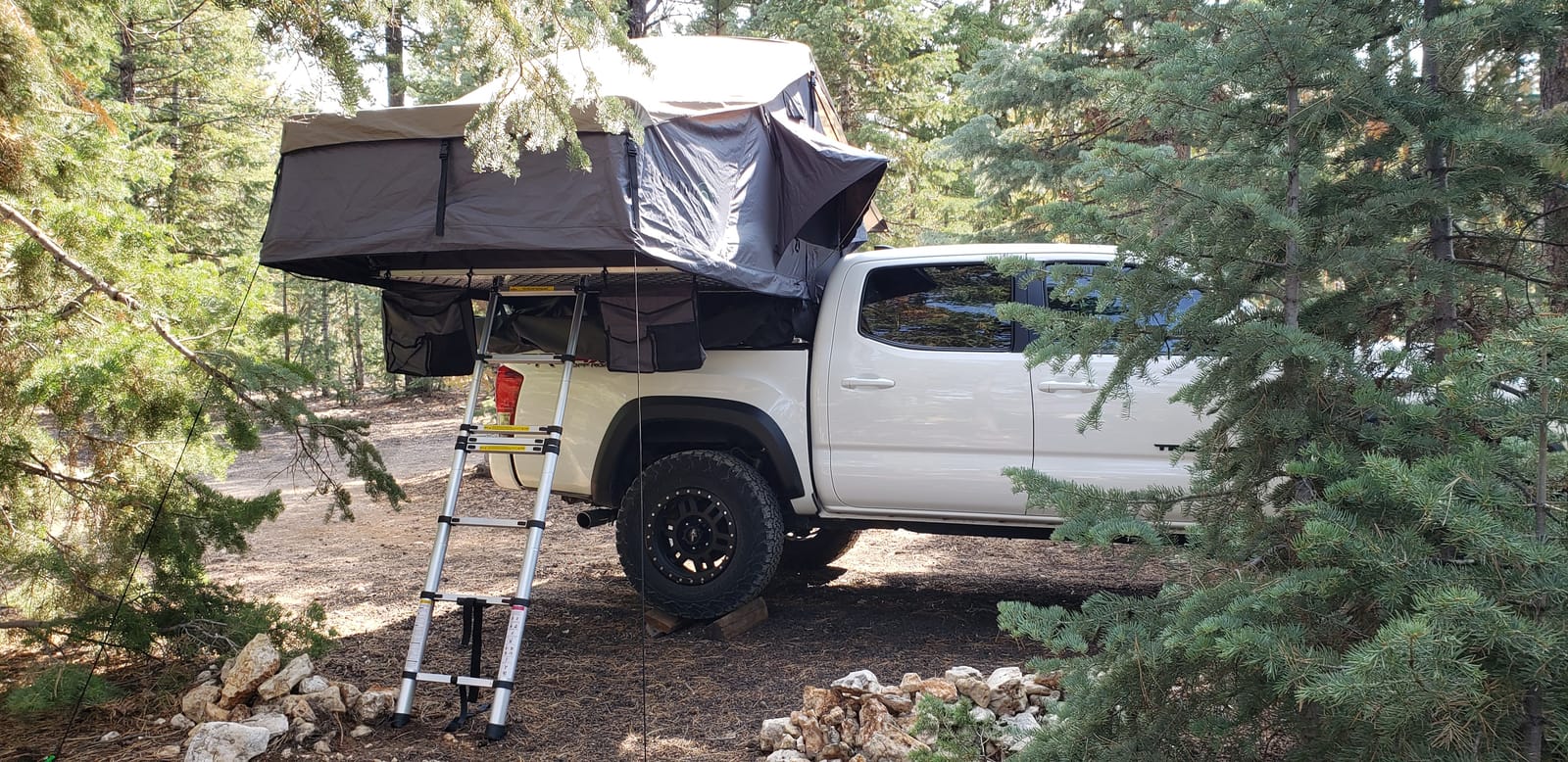 Overland Vehicle Systems HD Nomadic 3 Extended Soft Shell Roof Top Tent - Dark Gray Base with Green Rain Fly & Black 1000G PVC Travel Cover - Black Aluminum Base customer photo 2