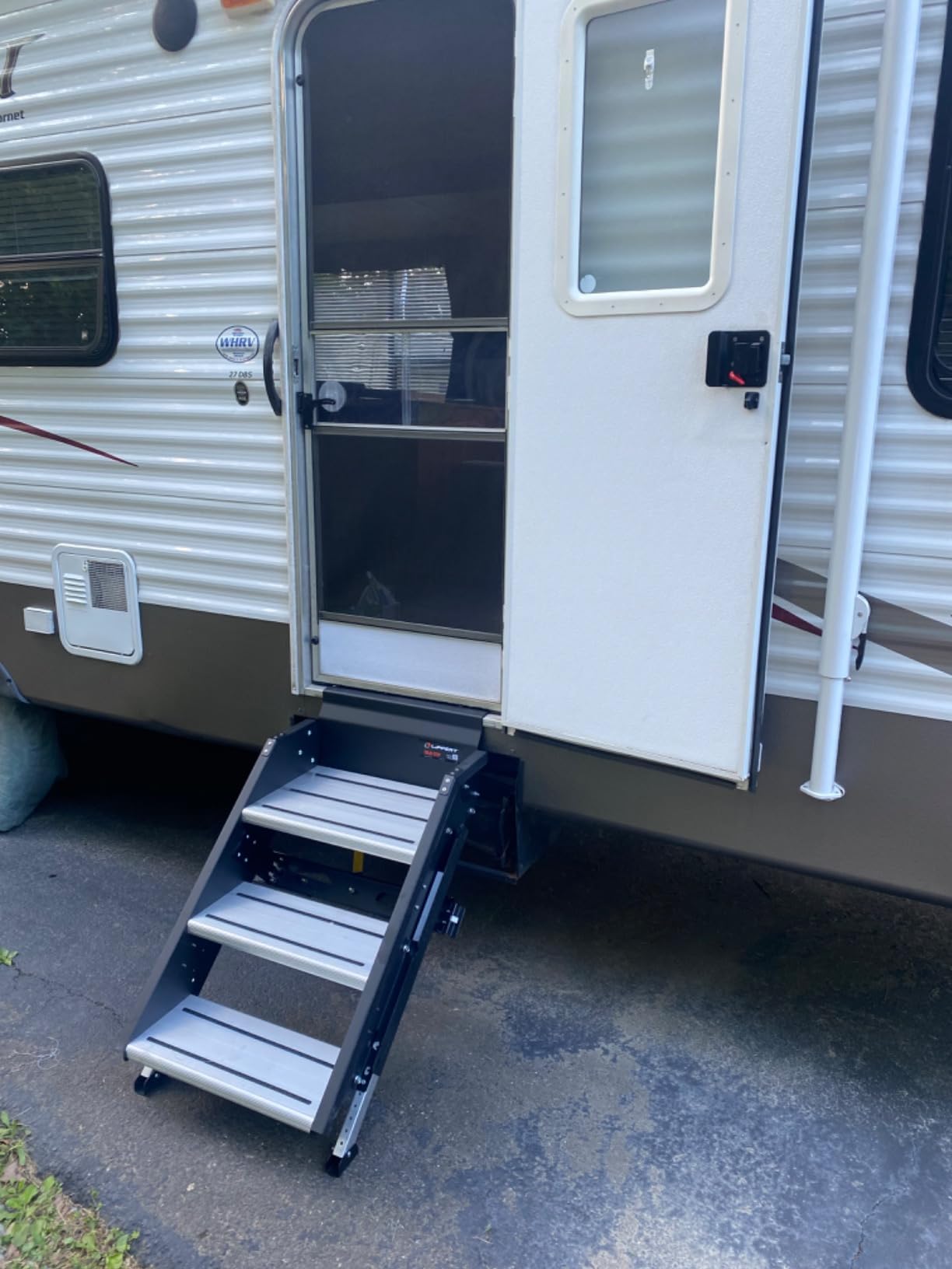 Lippert Components - 791572 Solid Step Triple Step for RV and Travel Trailer Entry Doorway Black 26-inch customer photo 1