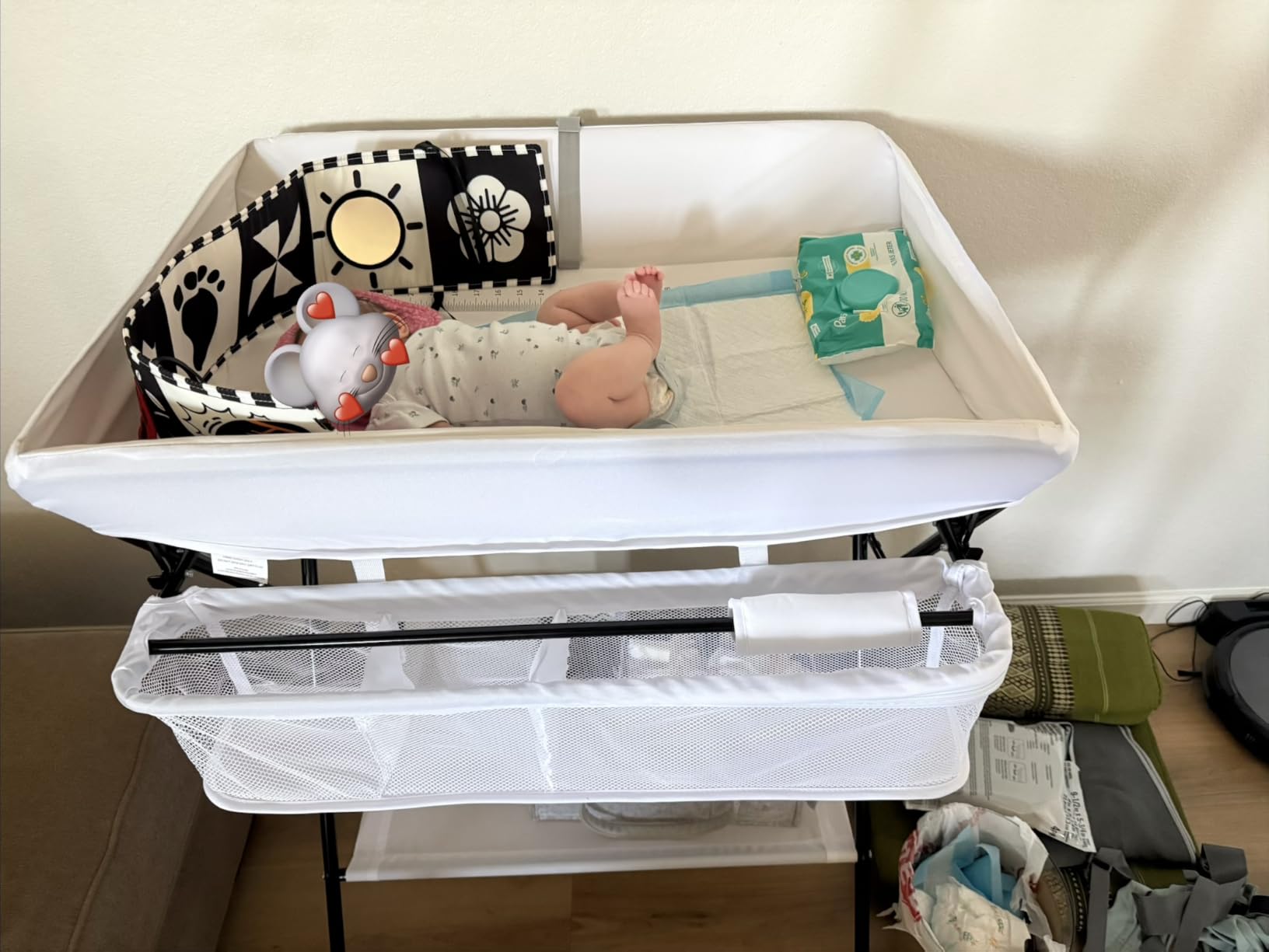 INFANS Baby Changing Table, Portable Nursery Organizer, Grey customer photo 1