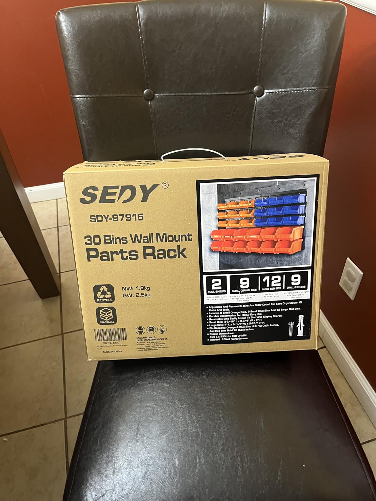 SEDY 30-Bin Wall-Mounted Storage Rack System - Heavy-Duty Garage Tool Organizer for Screws, Nuts, Bolts, Nails, Beads, and Small Hardware Parts - Easy Installation and Customizable customer photo 2