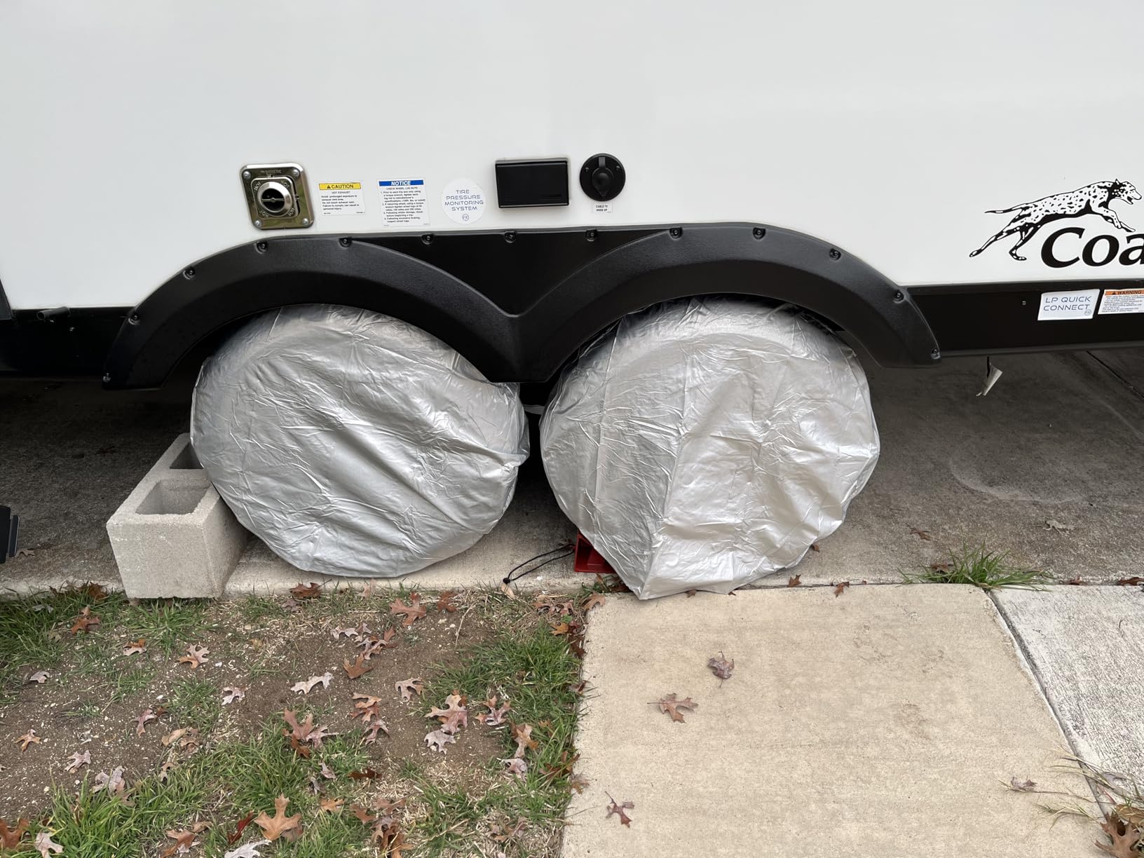 Kayme Rv Tire Covers 2 Pack, Travel Trailer Camper Truck SUV Motorhome Waterproof Wheel Cover, Sun Rain Snow Protector, Fit 27-29 Inch Tire Diameter/Silver customer photo 2