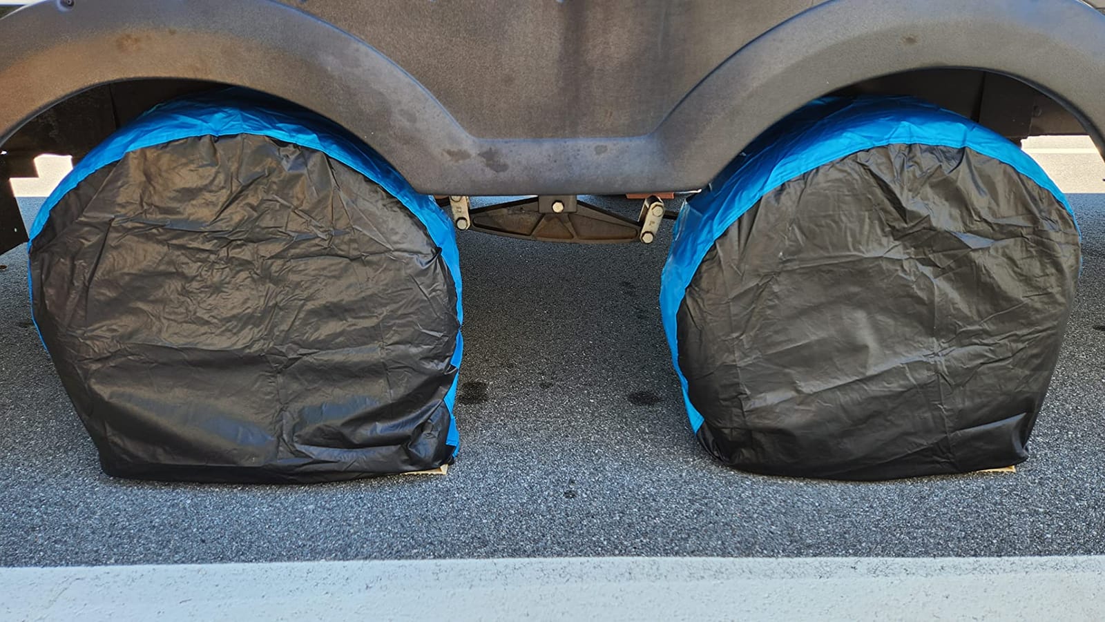 MORNYRAY Tire Covers 4 Pack,Waterproof Anti-UV Snow Sun Rain Tire Covers for RV,Truck, SUV, Trailer, Camper. customer photo 2