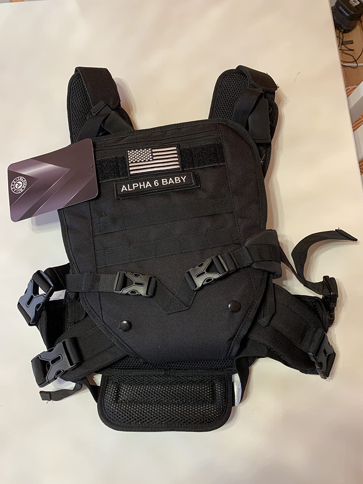 Front Facing Baby Carrier for Dad | Ergonomic Baby Carrier for Men | Infant to Toddler | Military Design Holder with Lumbar Support | Great for Hiking and Travel | MOLLE Compatible | Black customer photo 2