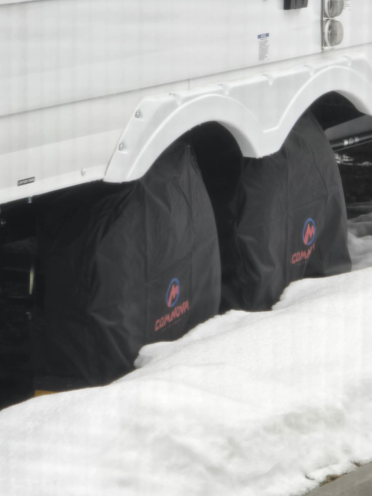 RV Tire Covers 2 Pack, Tough Tire Wheel Protector for Truck, Travel Trailer, Motorhome, SUV, Camper, Boat, Van, PU Oxford Waterproof Sun Rain Snow Protector Cover, Fits Tire Diameters 26-29 inch customer photo 1