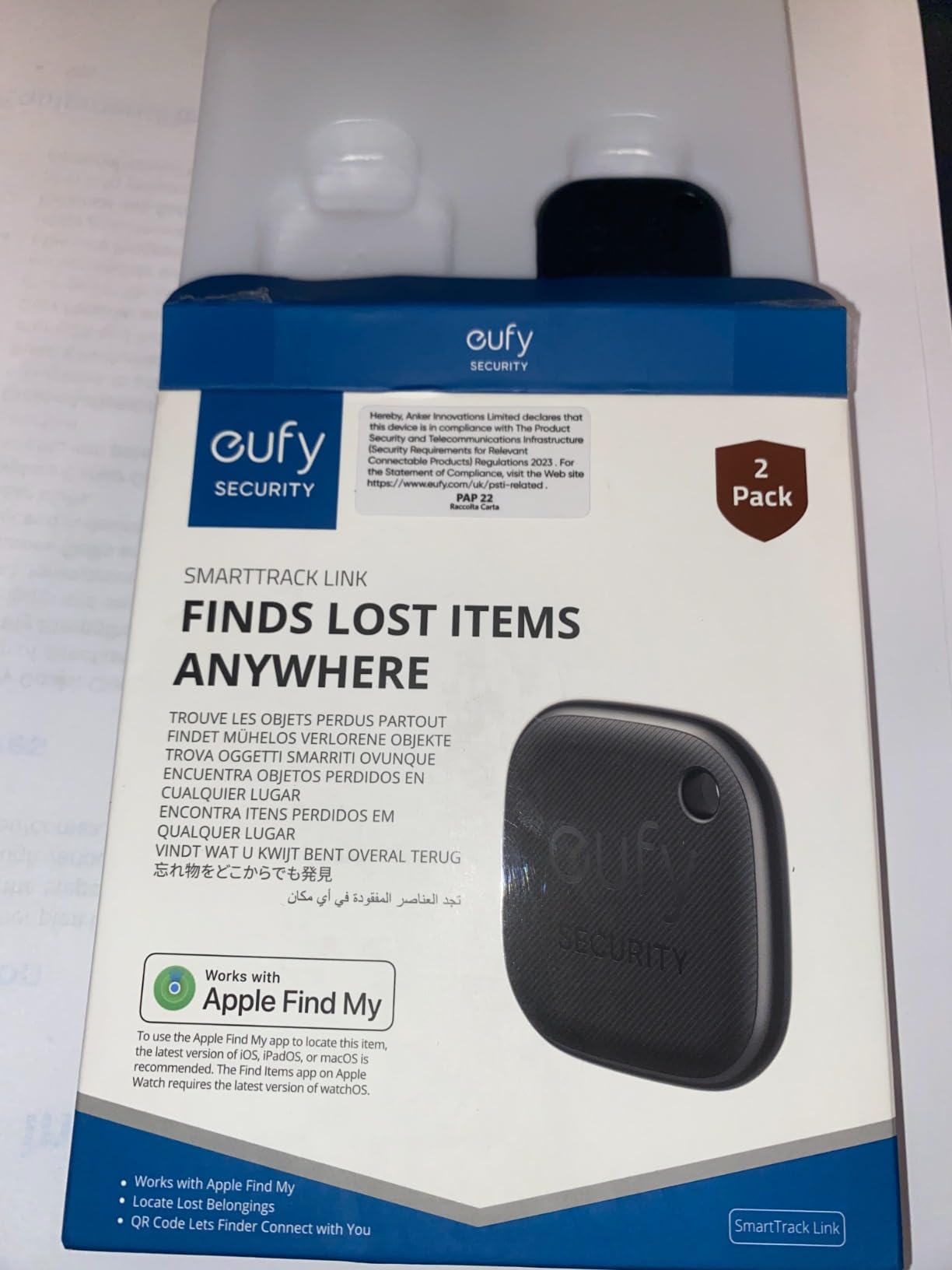 eufy Security by Anker SmartTrack Link (Black, 2-Pack), Android not Supported, Works with Apple Find My (iOS only), Key Finder, Bluetooth Tracker for Earbuds and Luggage, Phone Finder, Water Resistant customer photo 2