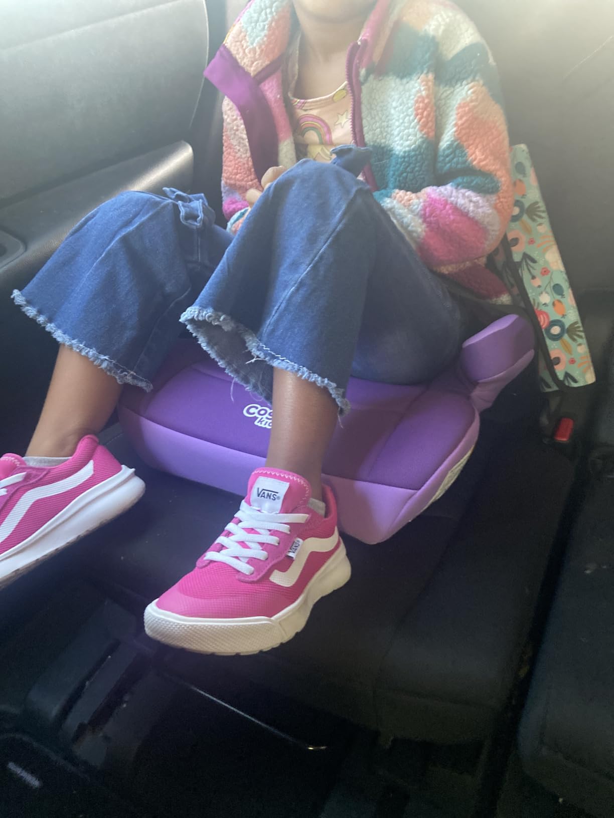 Cosco Topside Backless Booster Car Seat, Lightweight Booster Seats for Cars 40-100 lbs, Backless Booster Seat for Car, Rainbow customer photo 1