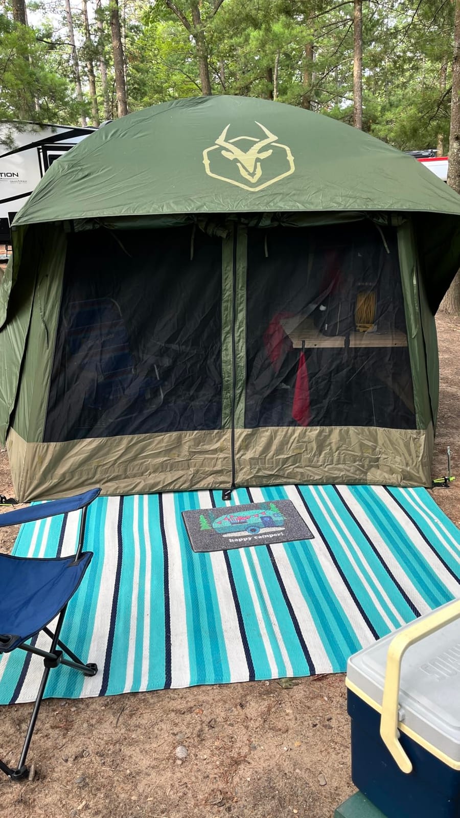 Gazelle Tents™ T4 Tandem Hub Tent Overland Edition, Easy 90 Second Set-Up, Waterproof, UV Resistant, Footprint, All-Terrain Stakes, 4-8 Person, Alpine Green/Oak Moss, 78
