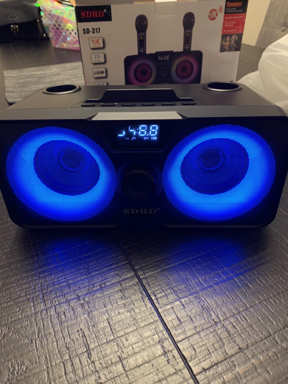 Karaoke Machine for Adults and Kids with 2 UHF Wireless Microphones,Portable Bluetooth Speaker PA Speaker System with LED Party Lights for Home Party, Picnic,Car,Outdoor/Indoor/Birthday Gifts customer photo 1
