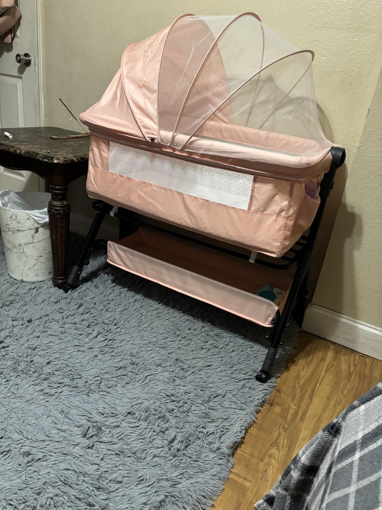 BCOL Baby Bassinet, Bedside Bassinet for Baby, 3 in 1 Bassinet Bedside Sleeper with Wheels, Mosquito Net, Adjustable Easy Folding Portable Bed for Infant Newborn (Dark Grey) customer photo 2