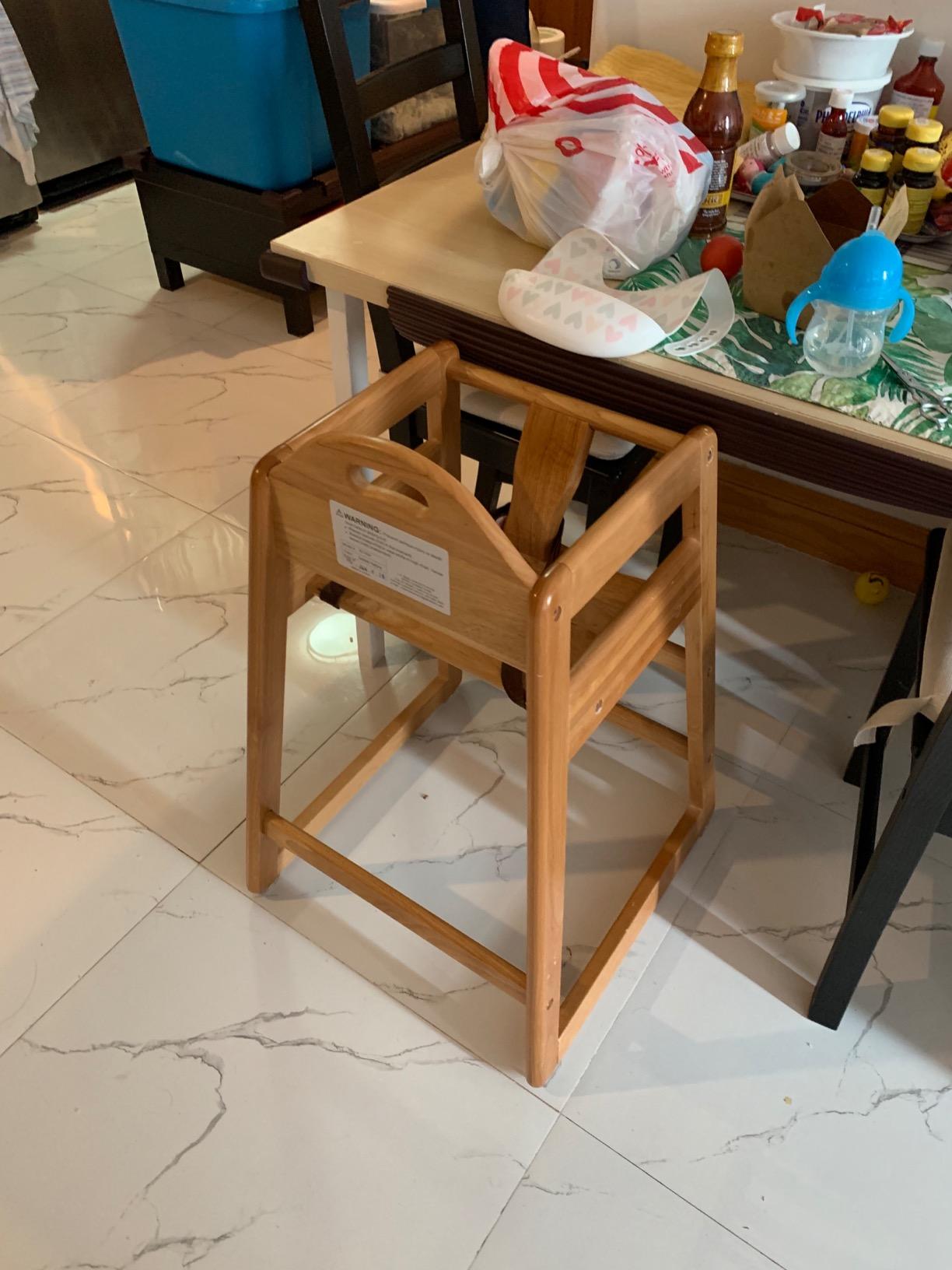 Wooden High Chair for Baby & Toddler – Restaurant-Style Stackable HighChair with Commercial Grade Solid Wood for Dining Table & Kitchen – Compact & Portable Design for Home & Restaurant Use - Black customer photo 1