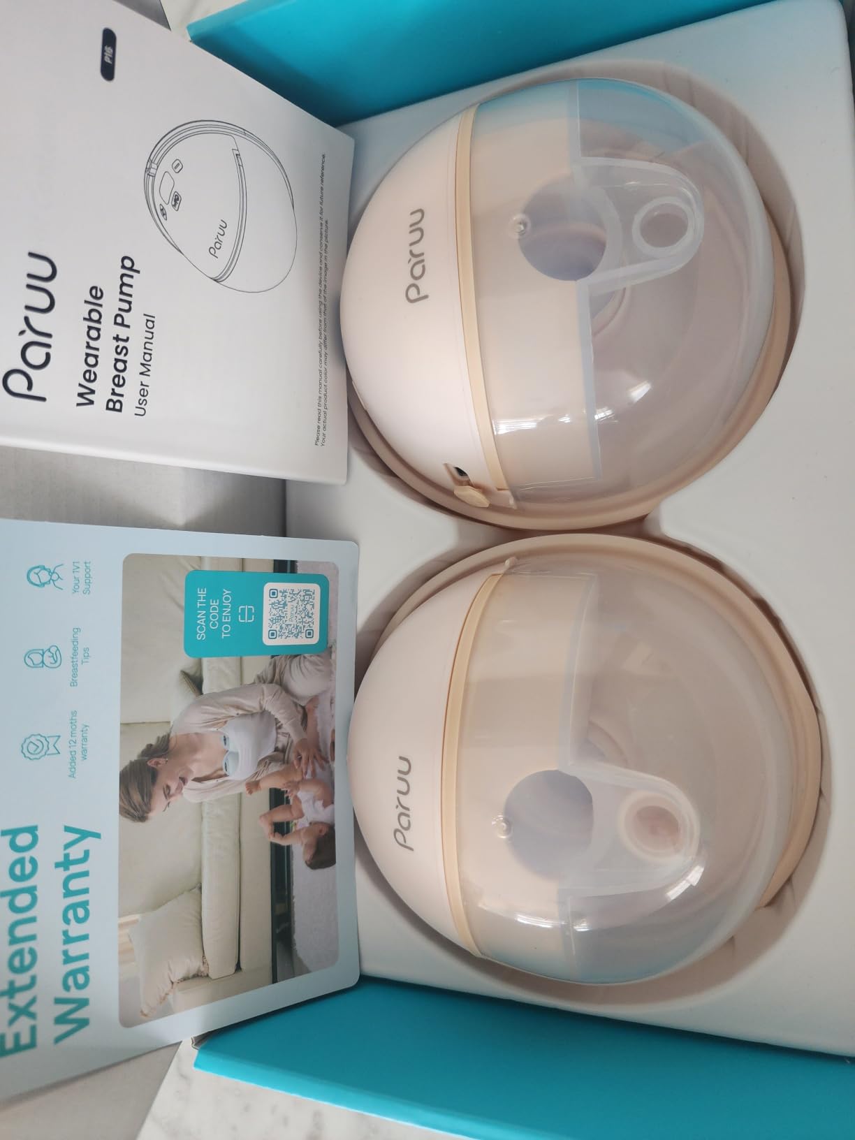 Paruu Hands Free Breast Pump P16, Wearable Breast Pump Electirc Portable with 4 Modes & 12 Levels, Max 309mmHg Strong Suction 19/21/24mm Flange Inserts Wearable Breastfeeding Pump, 2 Pack(Nude customer photo 1
