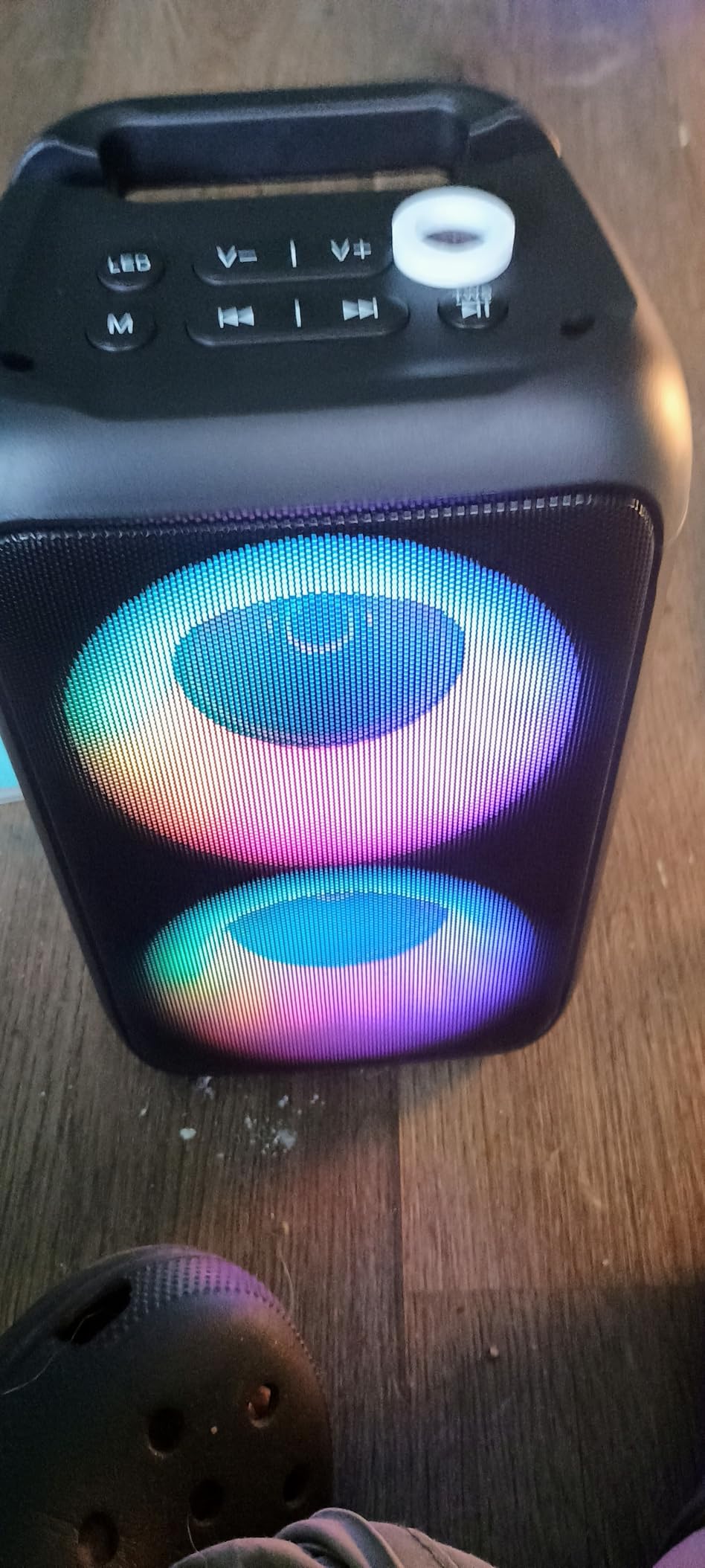Bluetooth Speaker with 2 Wireless Microphones - Big Party Speaker for Adults Kids Karaoke with Lights - Portable Rechargeable Home Theater Systems Support TWS/AUX/USB/TF Card for Home Party Gift customer photo 2
