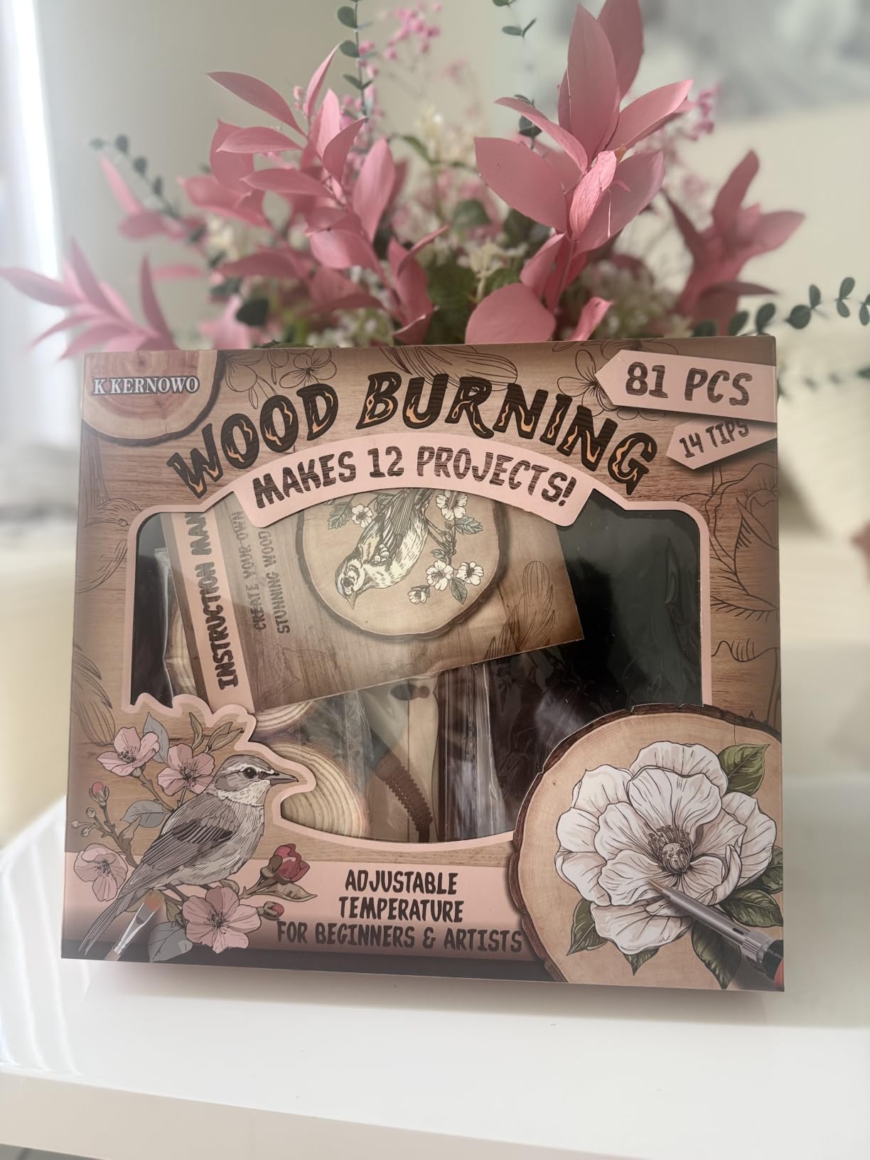 K KERNOWO Wood Burning Kit - 81Pcs All-in-One Wood Burning Tool Pen Adjustable Temperature Wood Burner Kit Crafts Gifts for Adults & Teens, Woodburning Kits for Beginner Pyrography customer photo 2