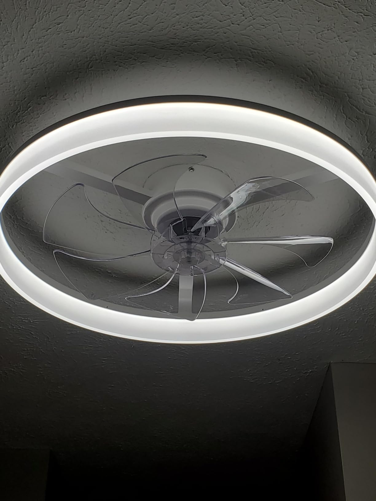VOLISUN Low Profile Ceiling Fans with Lights and Remote, 24in Fandelier Ceiling Fan Flush Mount, 3000K-6500K Smart Bladeless LED Fan Light, Black Modern Ceiling Fans with Lights for Bedroom customer photo 2