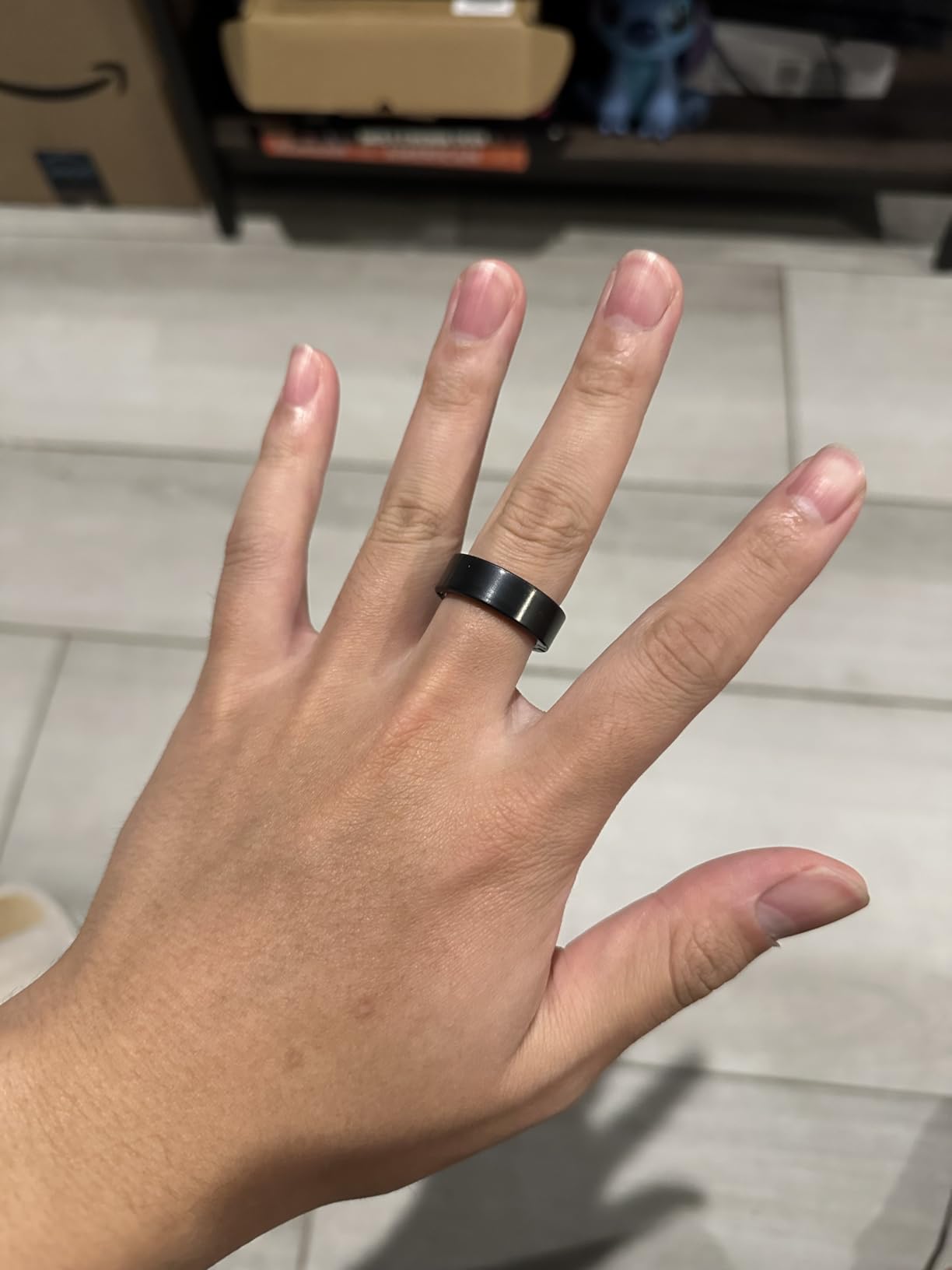 POBOVi Gen 2 Titanium Smart Ring, Black, Polished, Size 12 customer photo 1