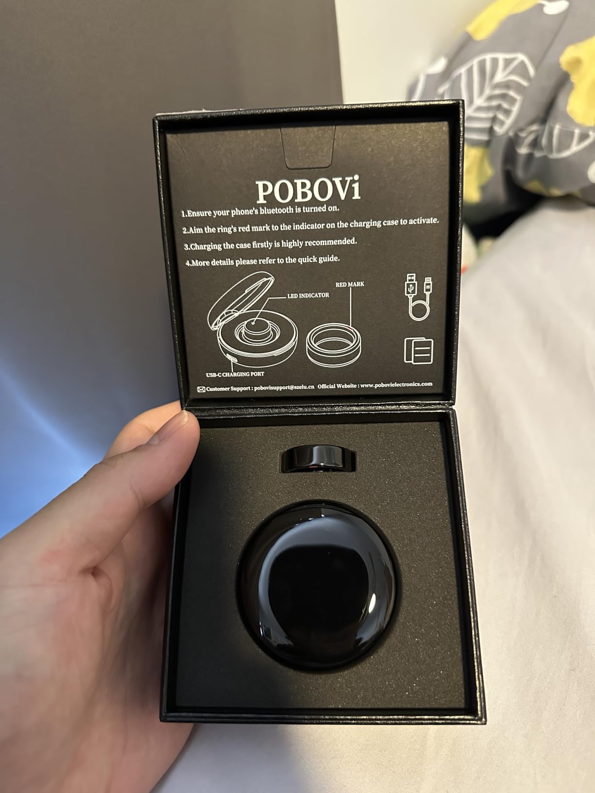 POBOVi Gen 2 Titanium Smart Ring, Black, Polished, Size 12 customer photo 2