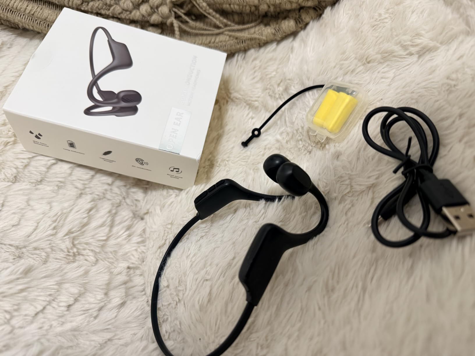Bone Conduction Headphones, Bluetooth 5.4 Open-Ear Sport Headset with Mic, 10H Playtime, IP55 Waterproof, 22g Lightweight Skin-Friendly Headphones for Gym, Cycling & Running (Deep Black) customer photo 2